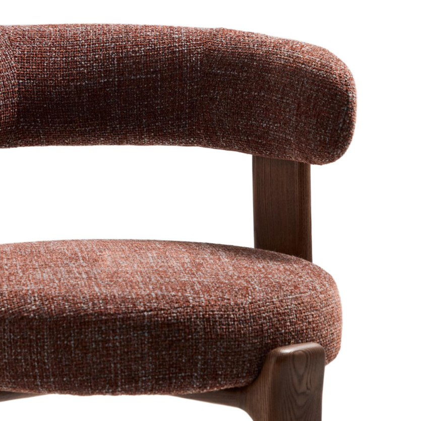 GRANITE brown chenille stool with a dark ash base