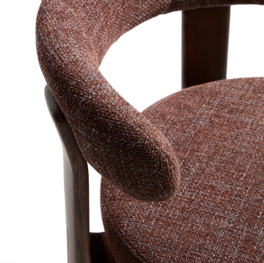 GRANITE brown chenille stool with a dark ash base