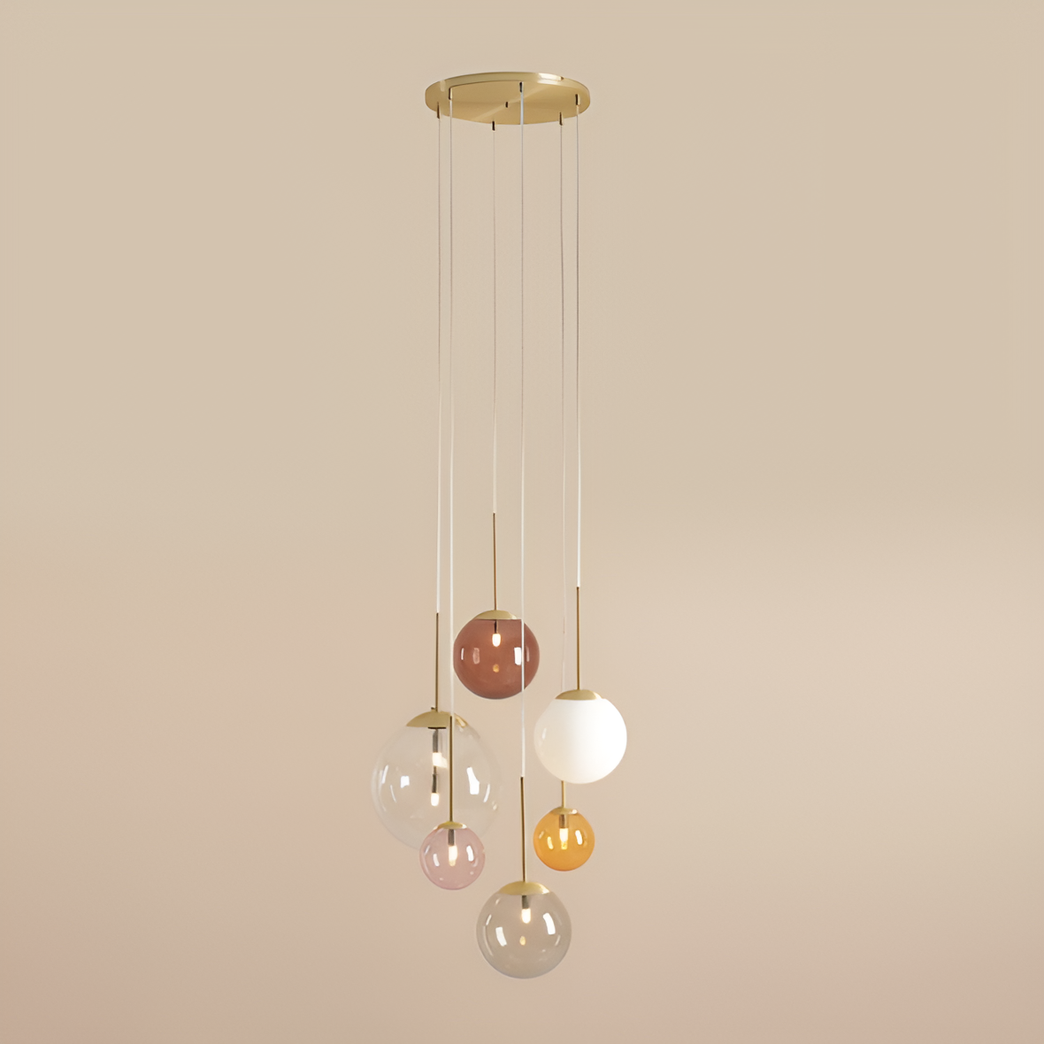 Barefoot hanging lamp colorful glass