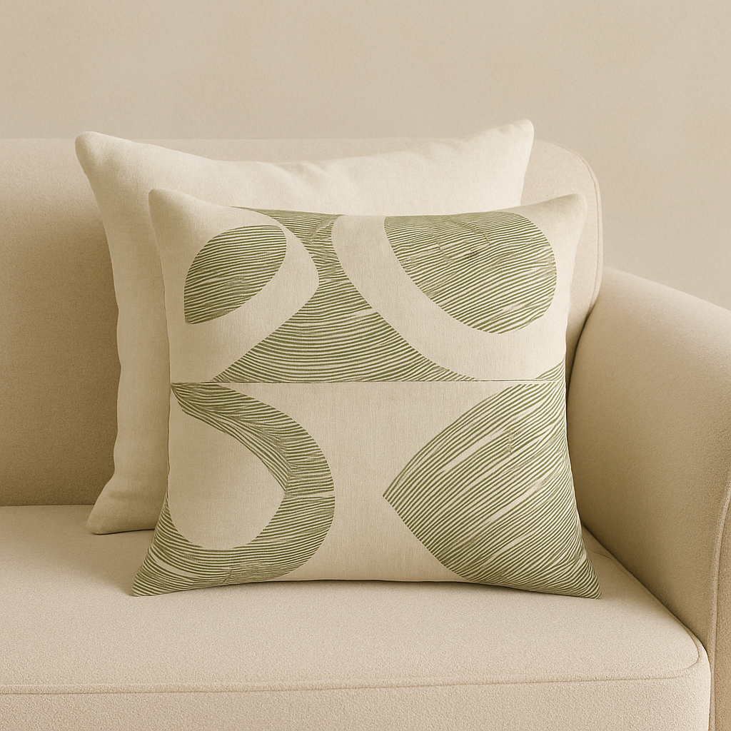 AEOLUS Kissen beige mit grün