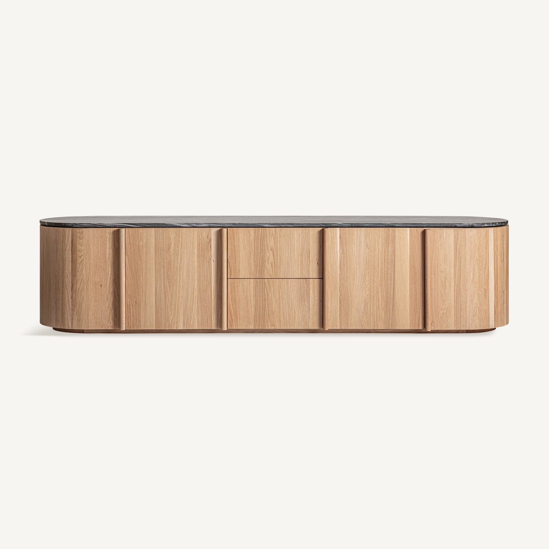 Dressoir NARA van eikenhout met een marmeren blad