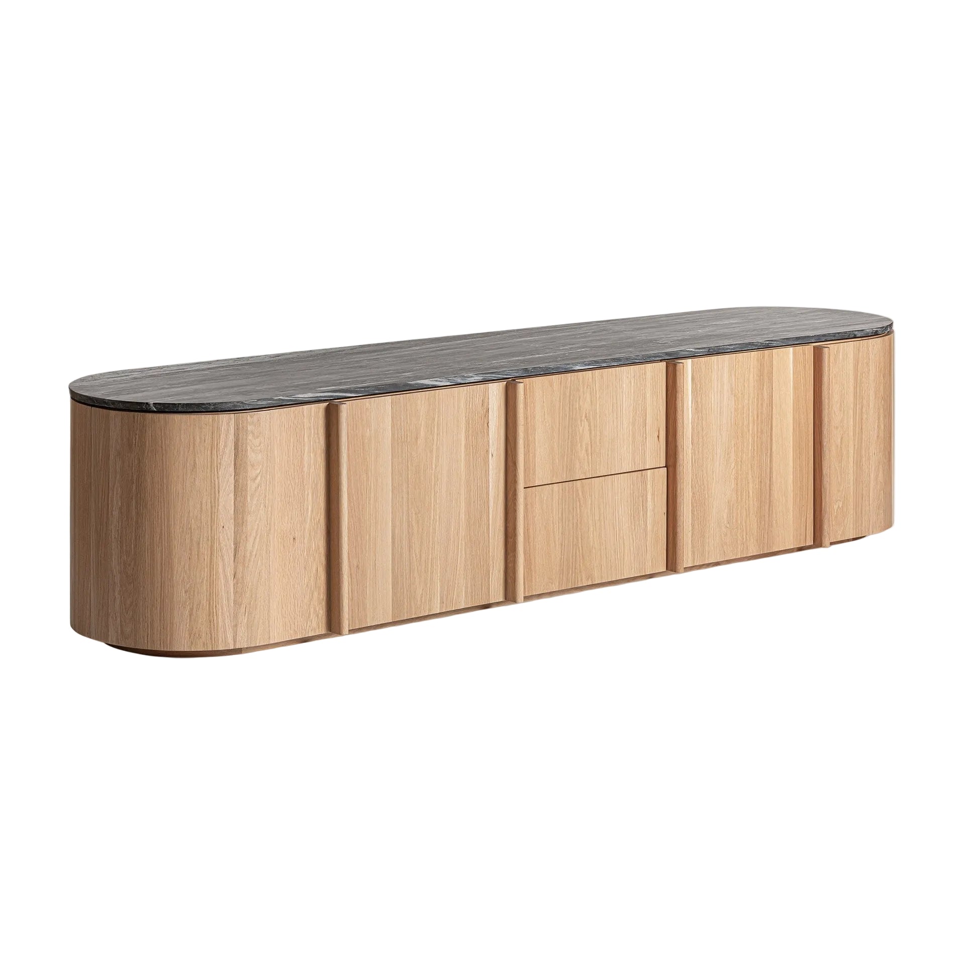 Dressoir NARA van eikenhout met een marmeren blad