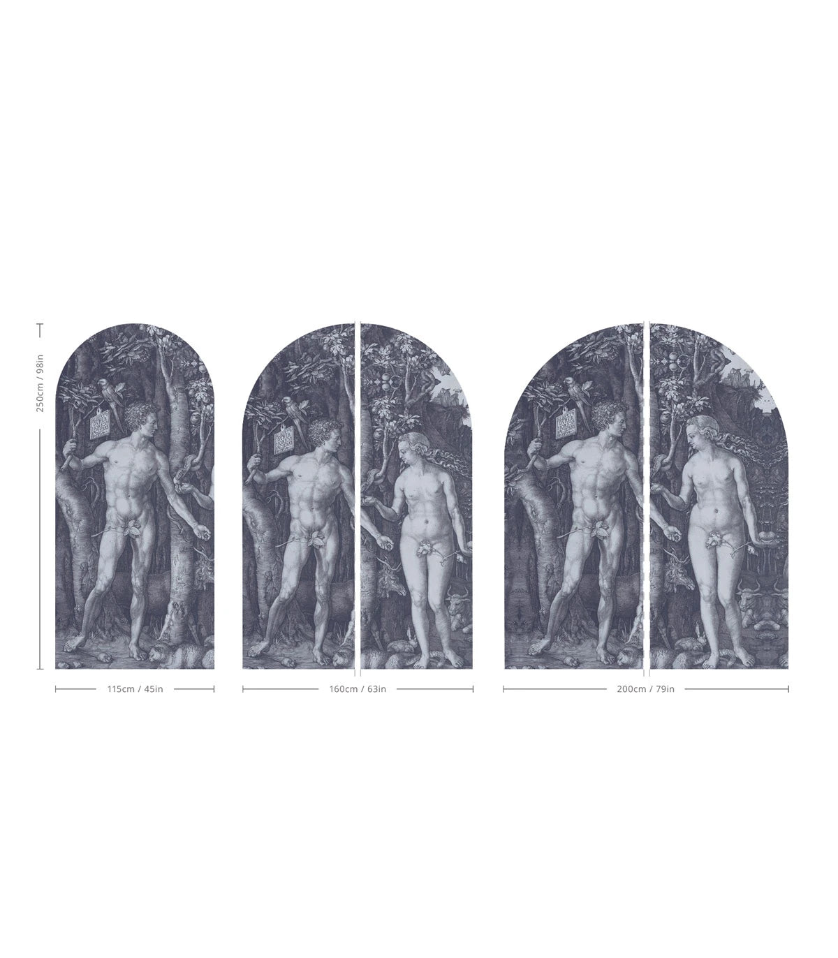 Bogenförmige Vlies-Tapete FORBIDDEN FRUIT grau