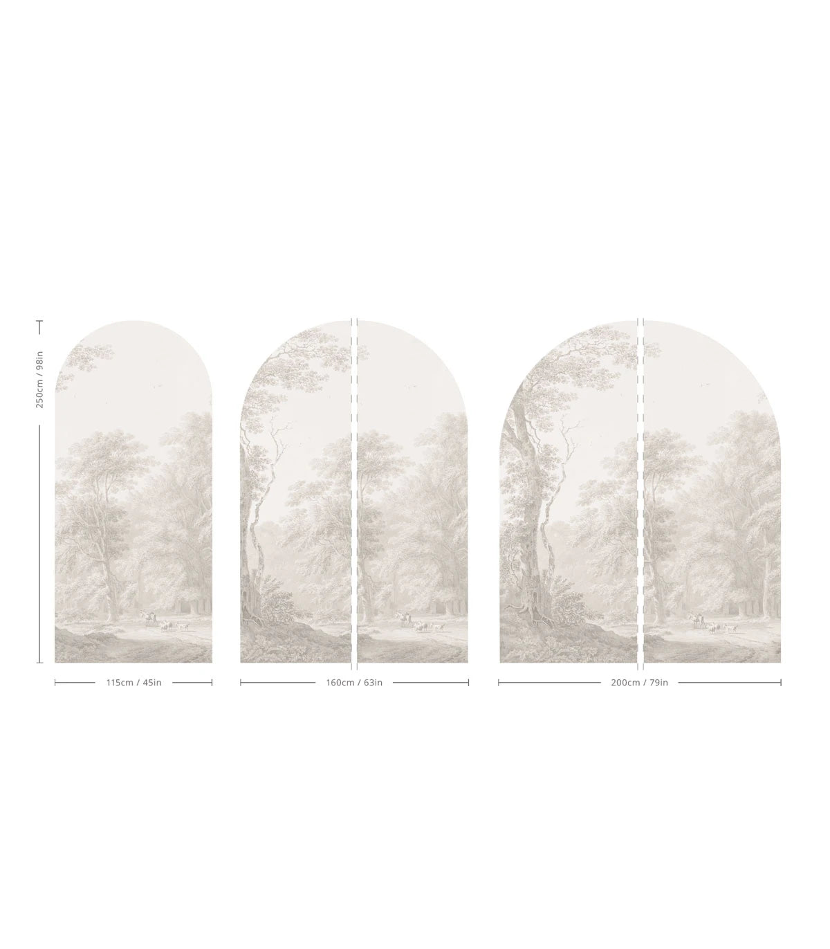 Vlies-Tapete in Bogenform WATERCOLOR GROVE beige