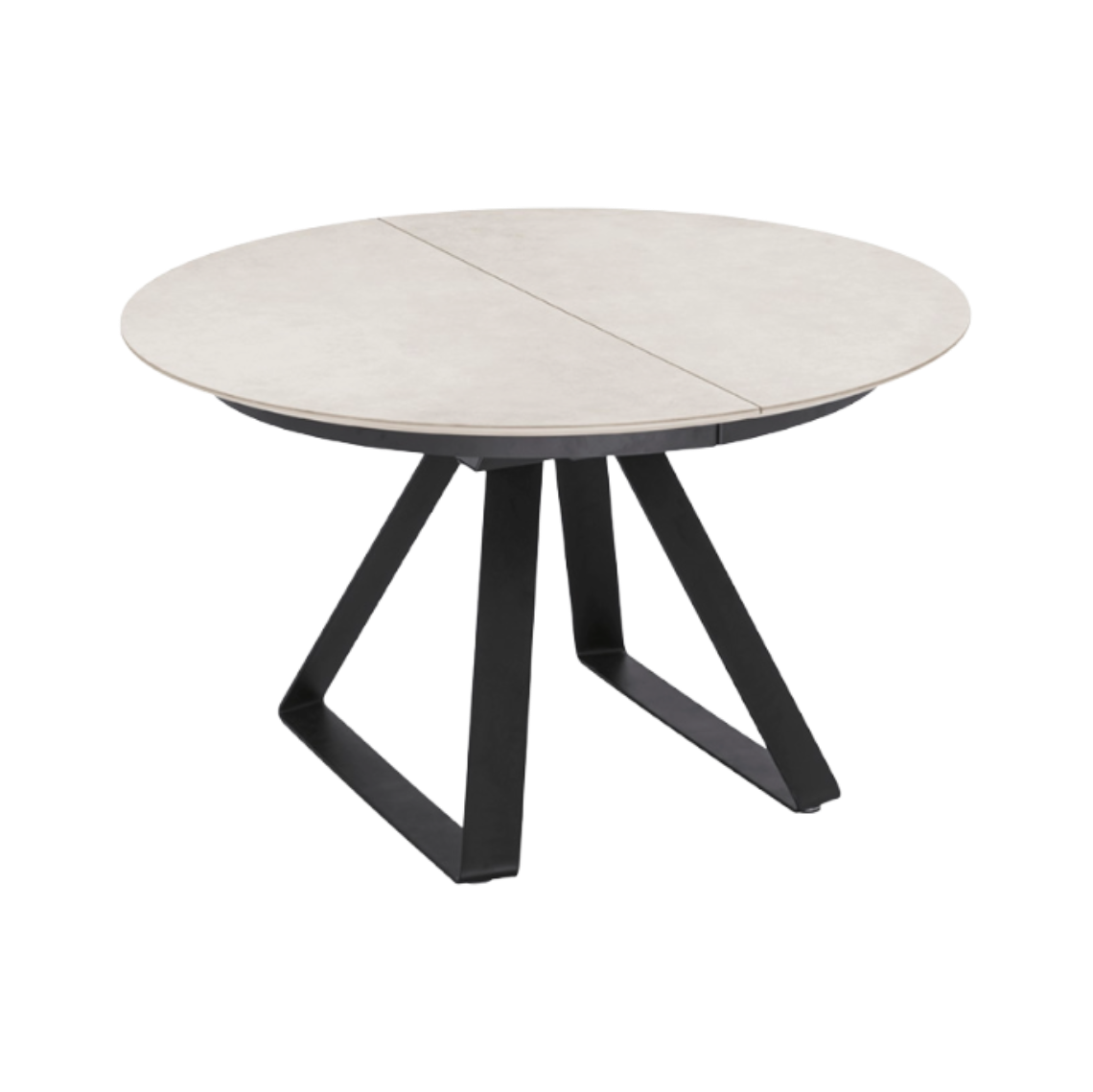 Round extendable table ATLANTE white top with black base