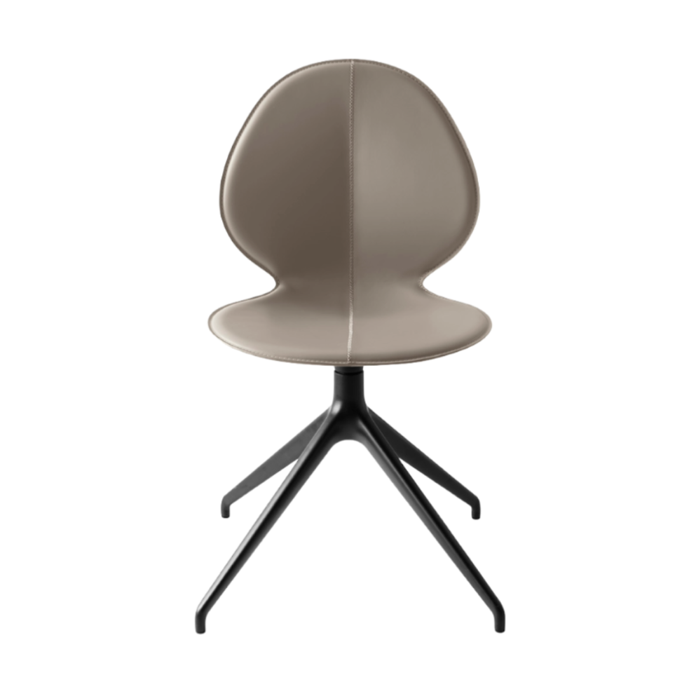 BASIL taupe leather swivel chair