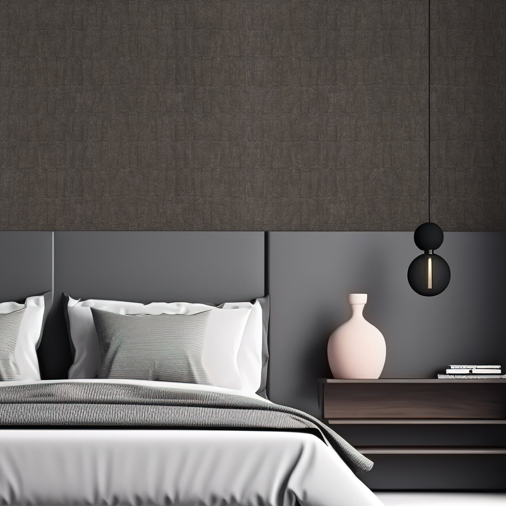 Structural wallpaper imitating clay BIZEN - ANTHRACITE anthracite