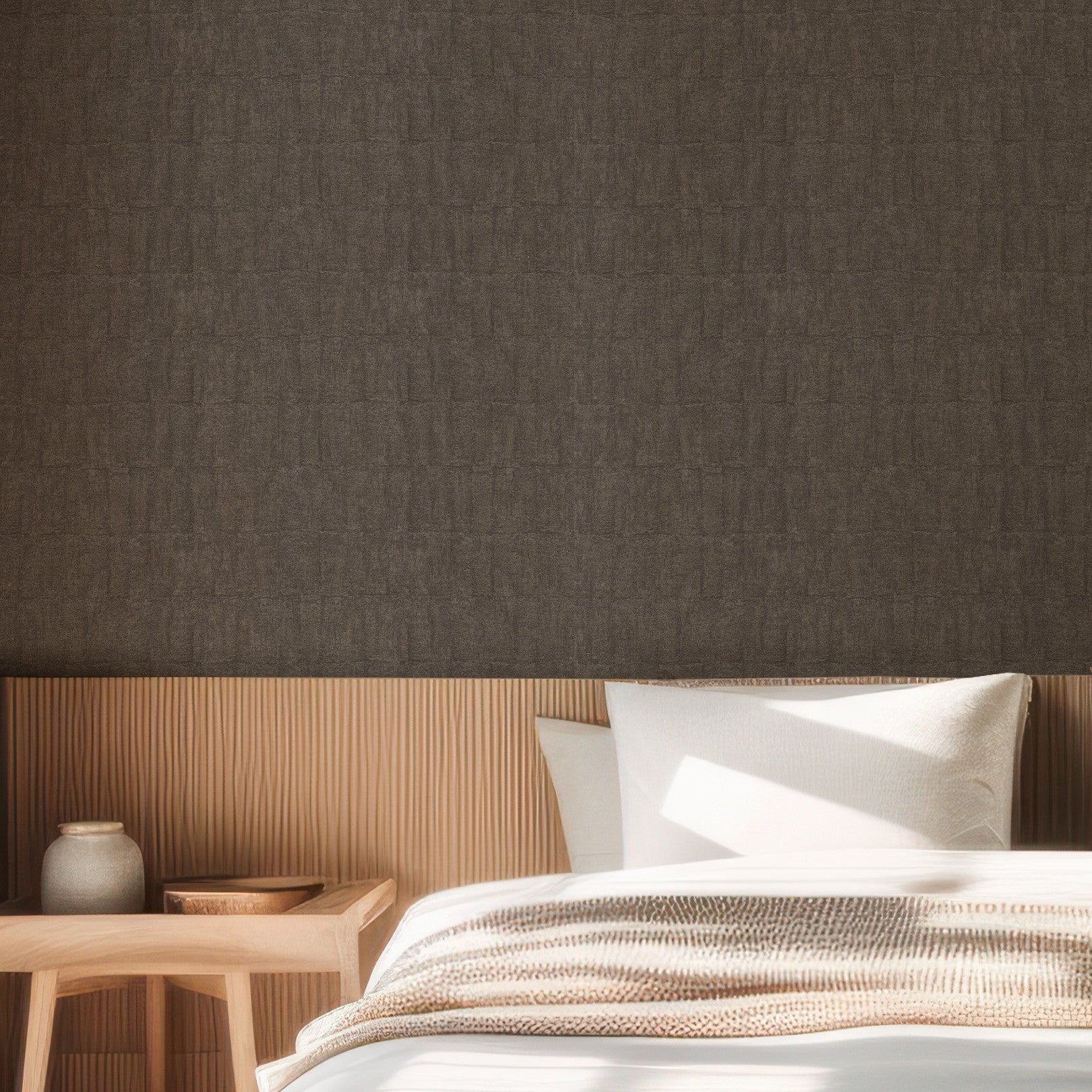 Structural wallpaper imitating clay BIZEN - ANTHRACITE anthracite