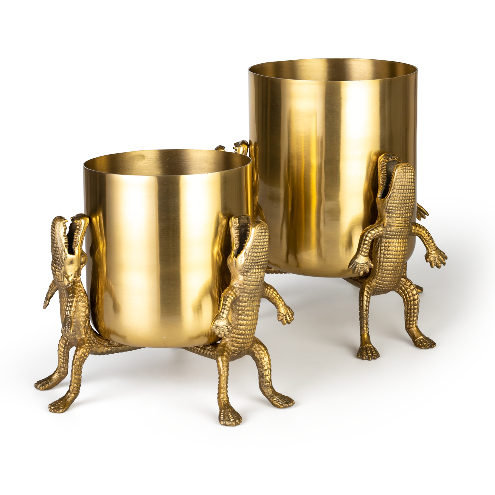 UMGEBEN VON KROKODILEN Vase Gold