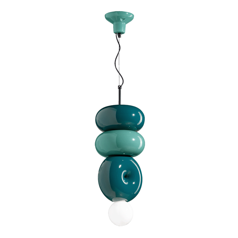 Hanglamp van keramiek BUMBUM petrolgroen met turquoise