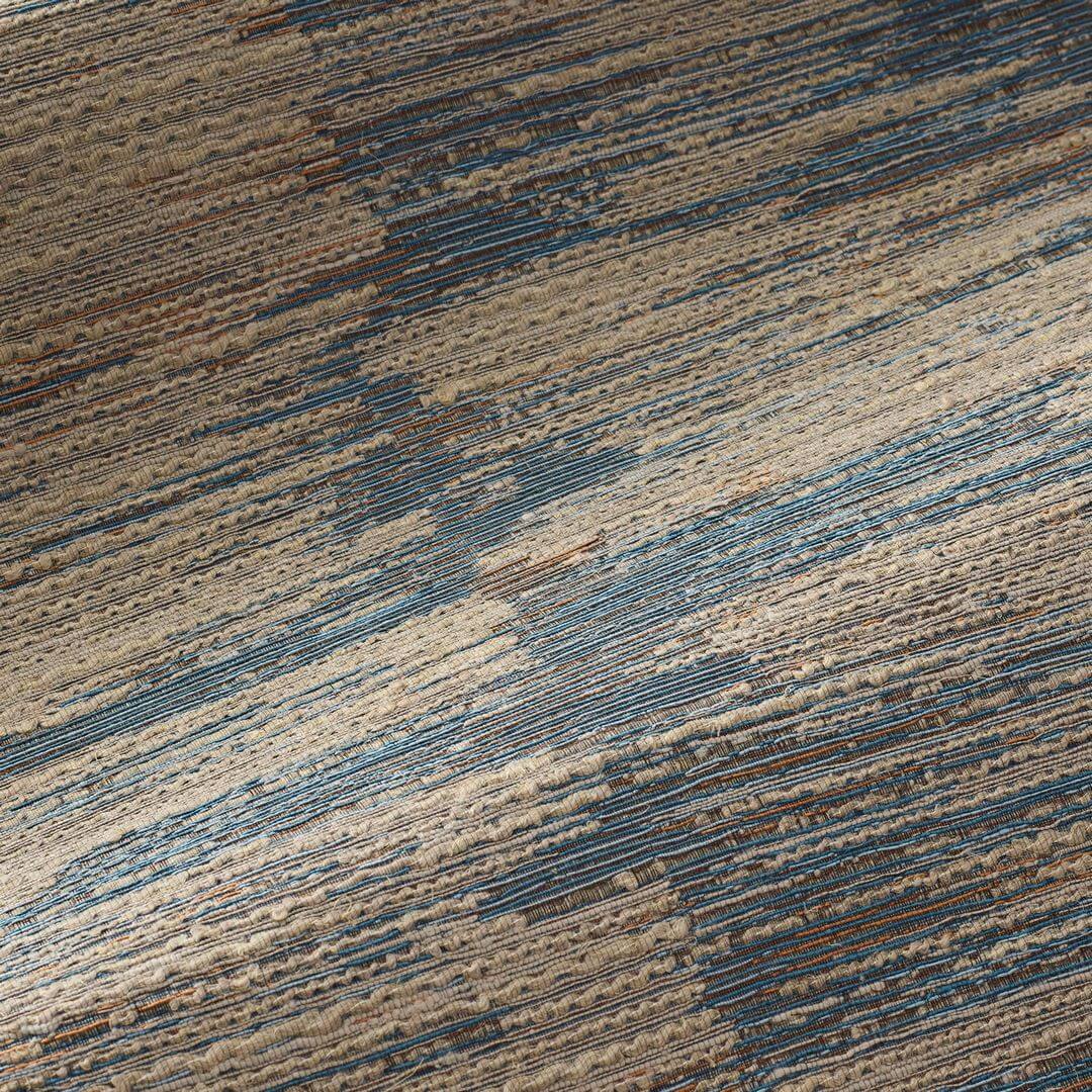 Structuurtextielbehang met strepen ALCHEMILLA - BLEU DEAUVILLE/GRIS NUAGE blauw met beige