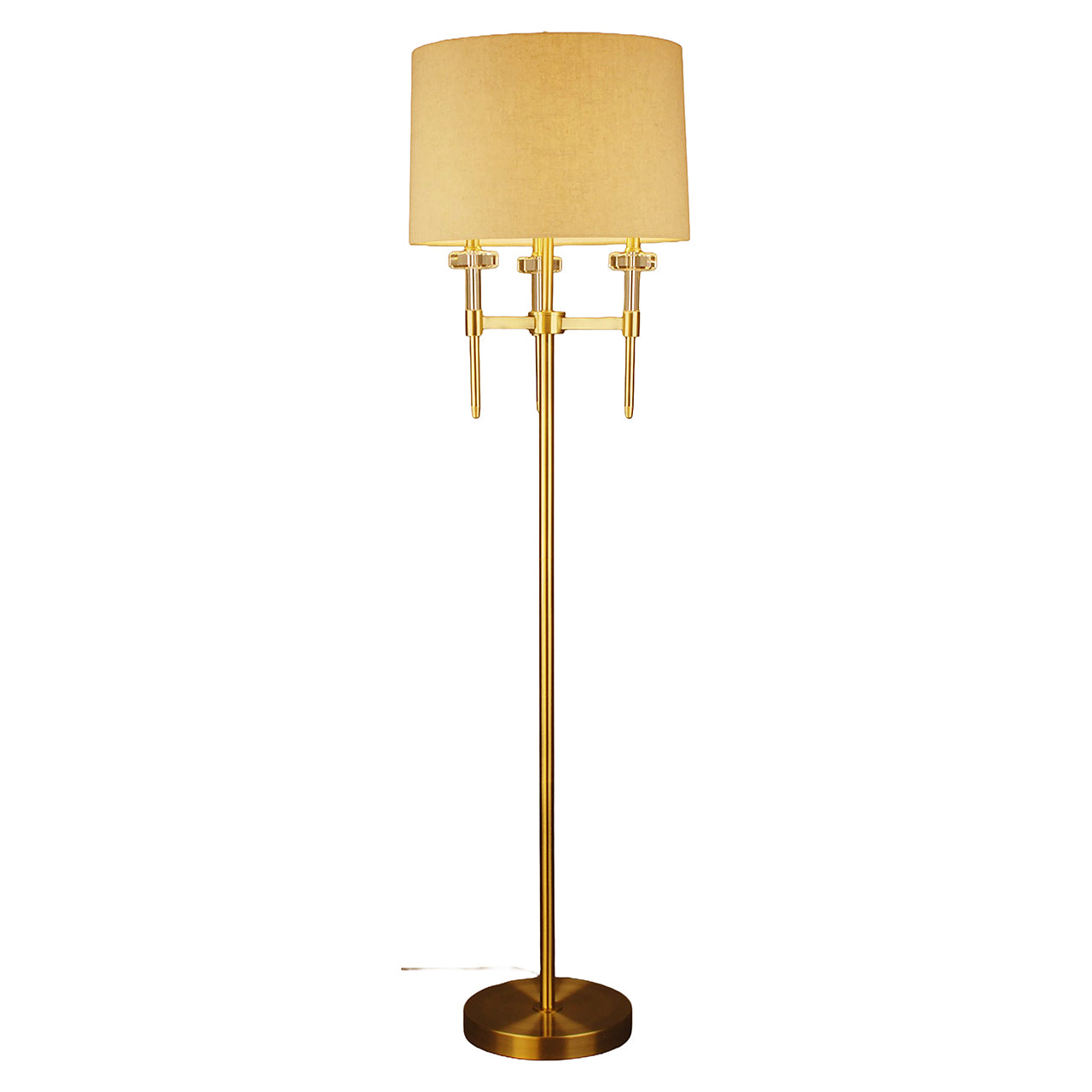 Stehlampe JOSIE mit beigem Schirm und goldener Basis