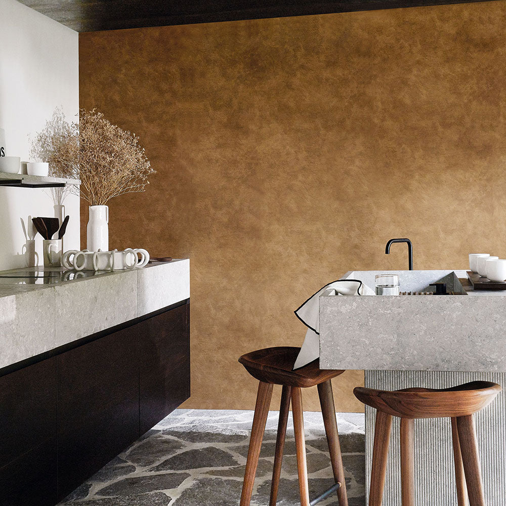 Structural wallpaper imitating canvas ARGILE - DARK GREEN kaki