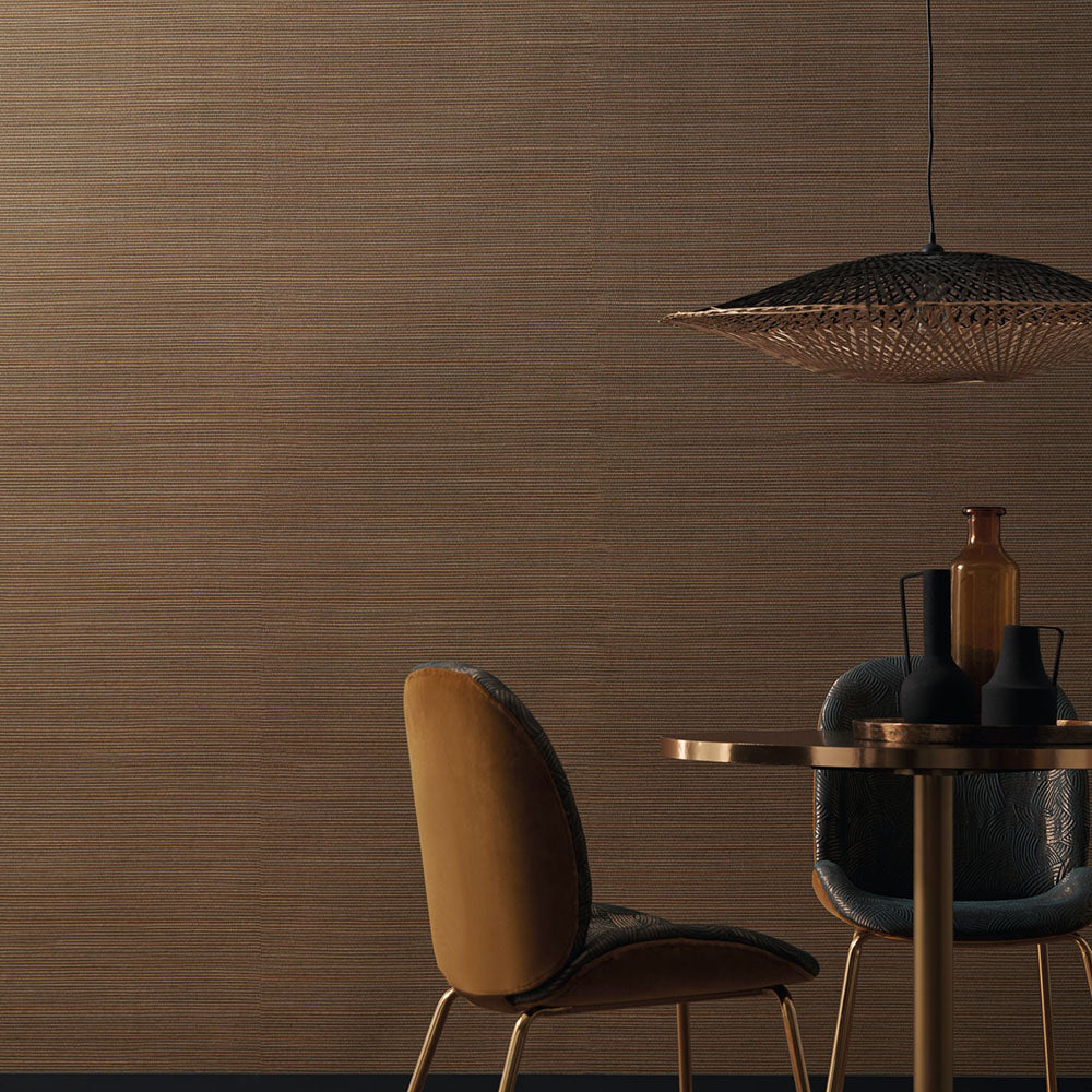 Strukturierte Tapete, die pflanzliches Gewebe imitiert PANDAN - PAILLE strohfarben