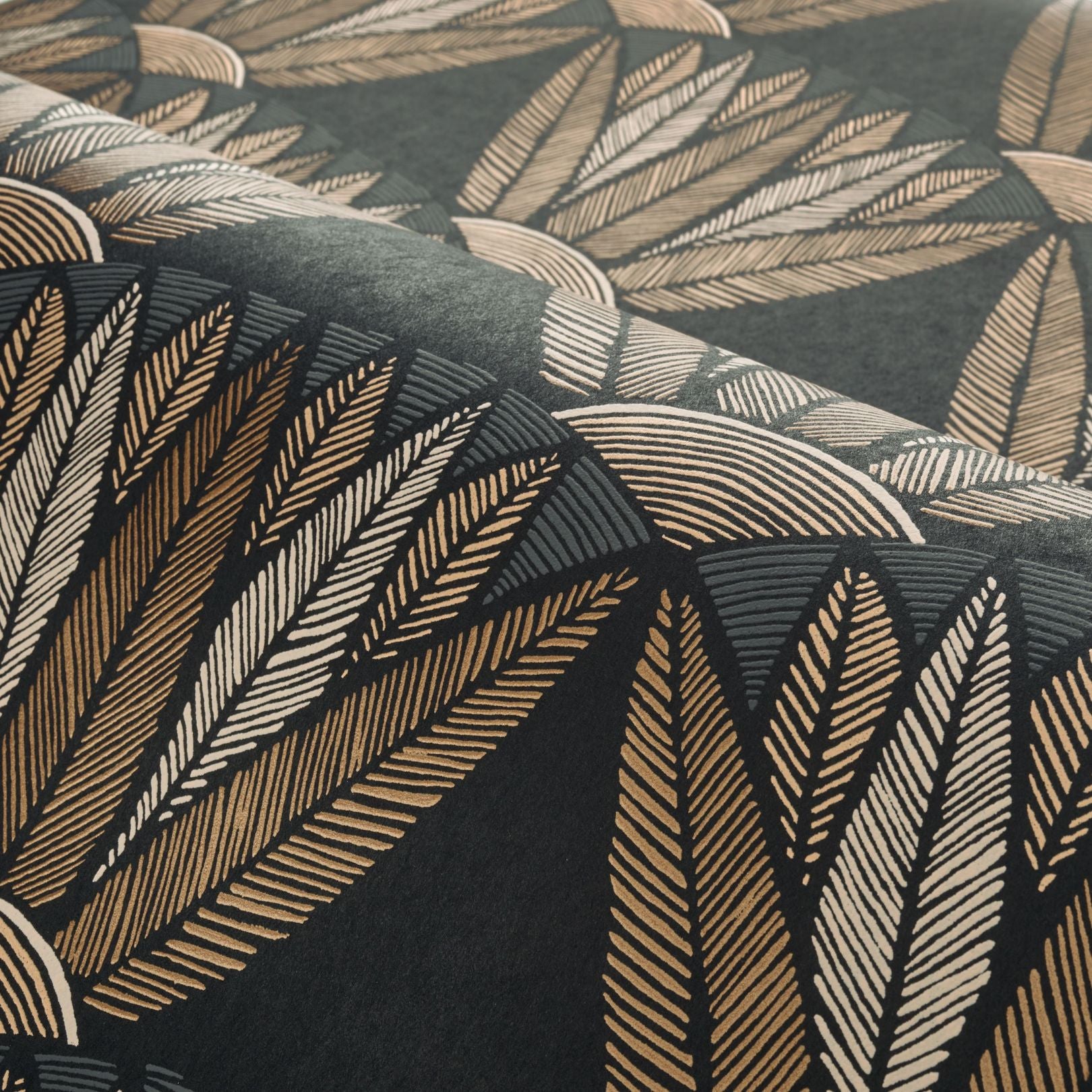 Tapete mit Pflanzenmotiv von Lotusblumen CASTALIA - NOIR/MORDORE schwarz mit braun