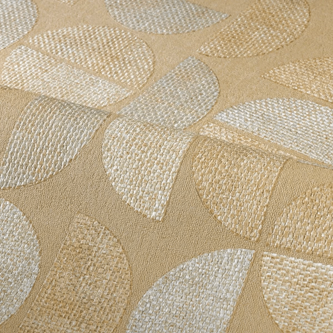 Strukturierte Tapete, die Raphia imitiert, mit geometrischem Muster DUALIS - TRAVERTIN beige