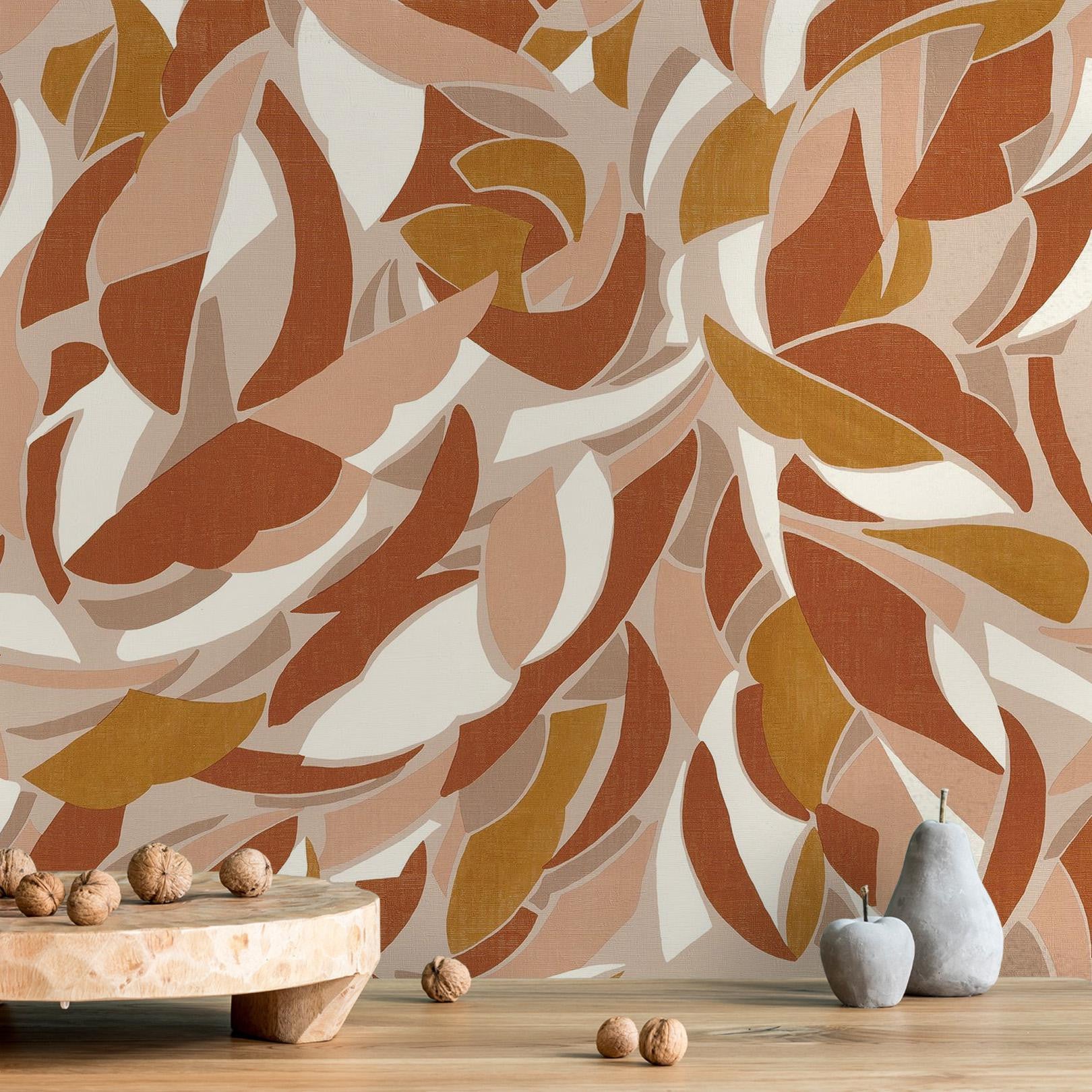 Strukturierte Tapete mit abstraktem Muster COLLAGE - TERRACOTTA Terakota