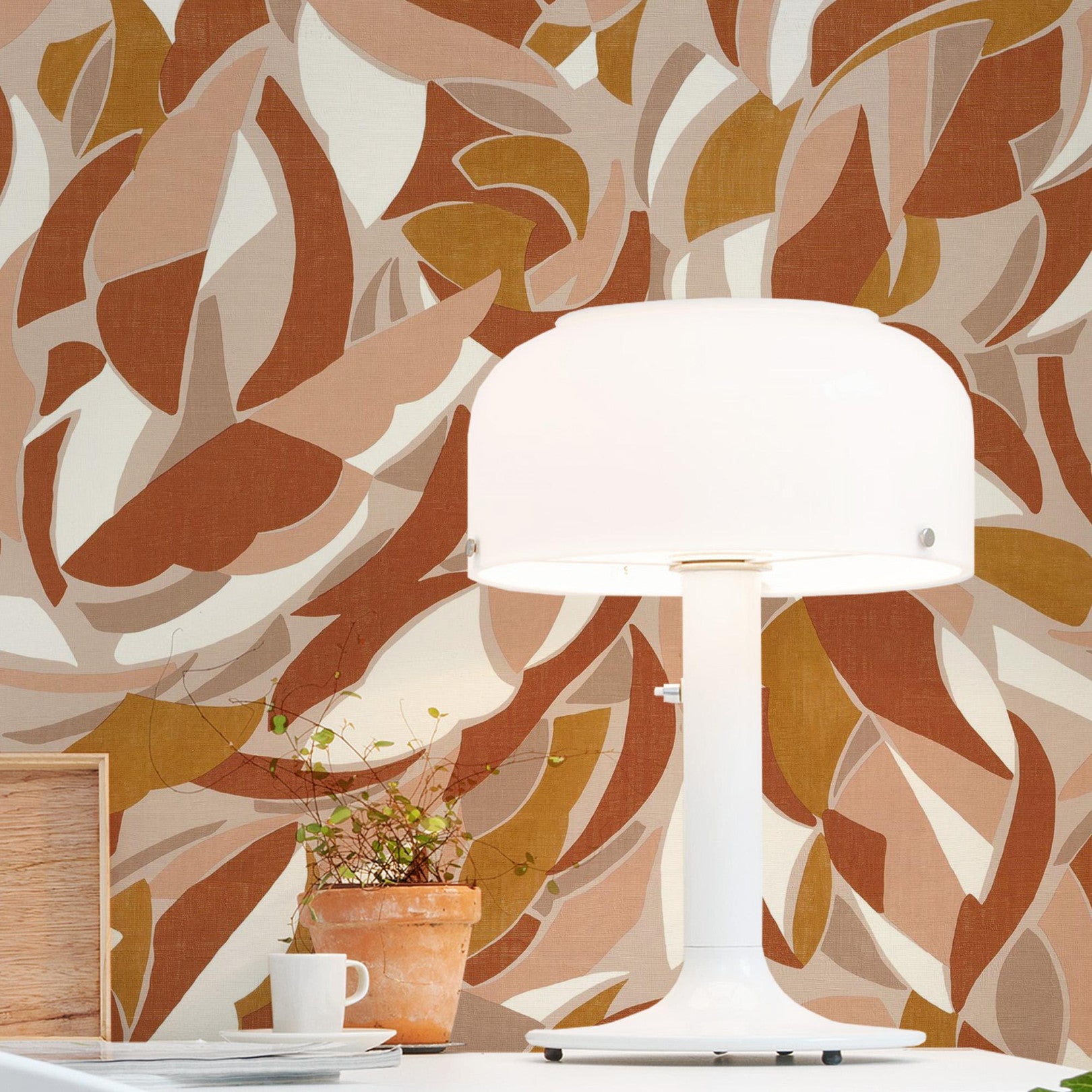 Strukturierte Tapete mit abstraktem Muster COLLAGE - TERRACOTTA Terakota