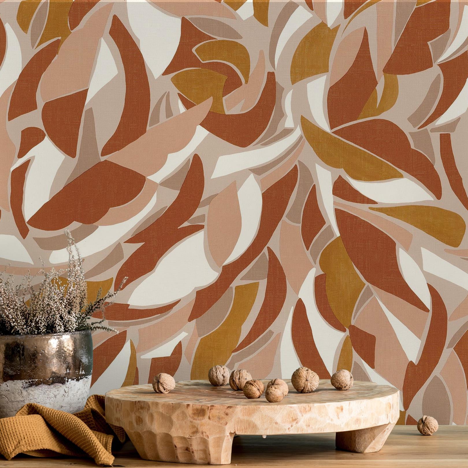 Strukturierte Tapete mit abstraktem Muster COLLAGE - TERRACOTTA Terakota