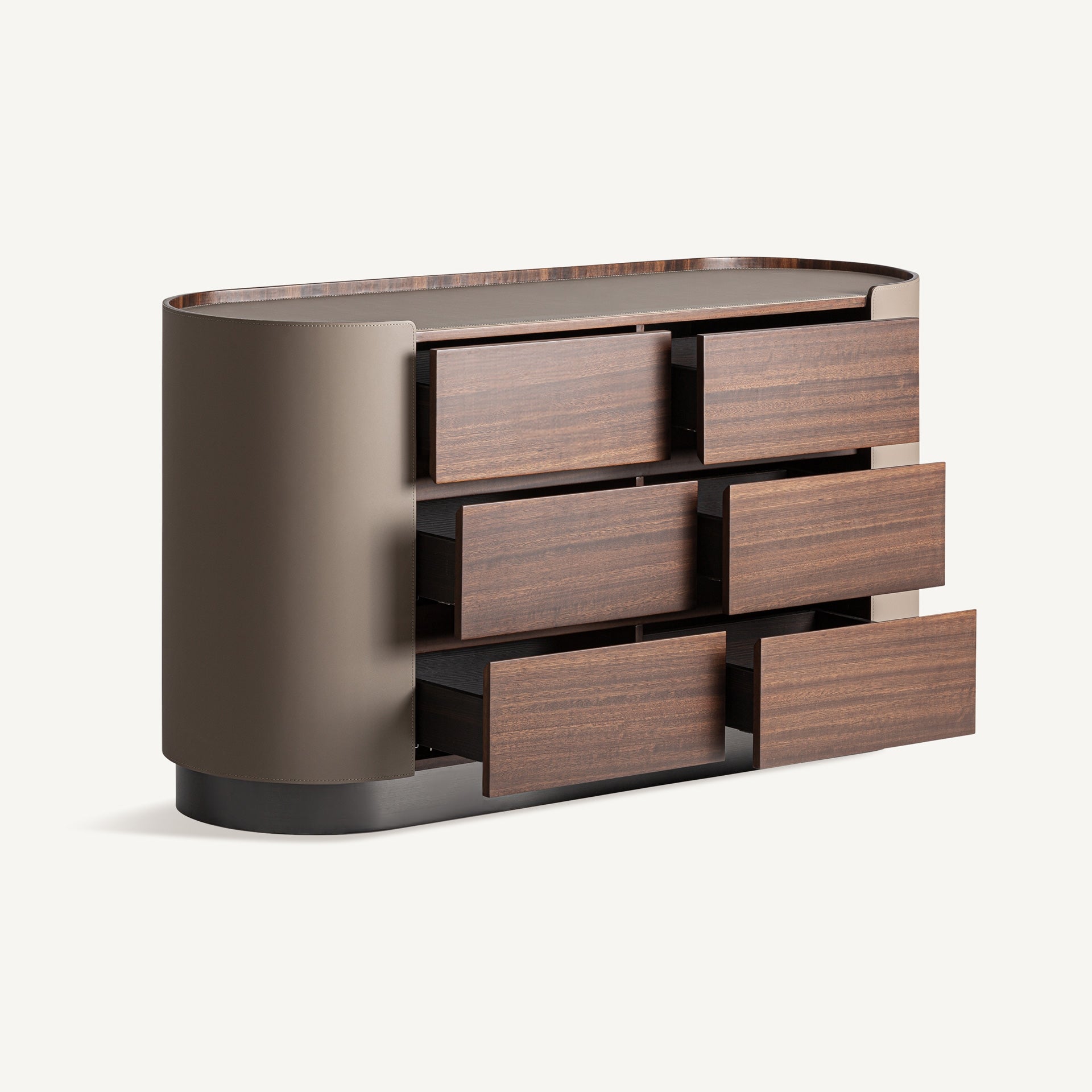 Kast met lades KANDERN van eucalyptus met beige afwerking