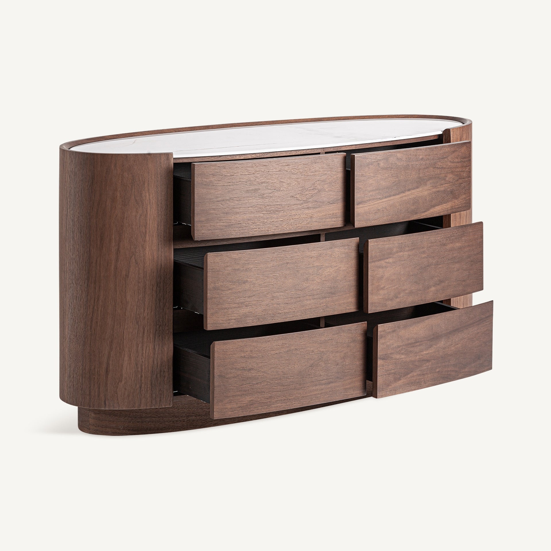 Oval Chest of Drawers STUETTA Oak Veneer