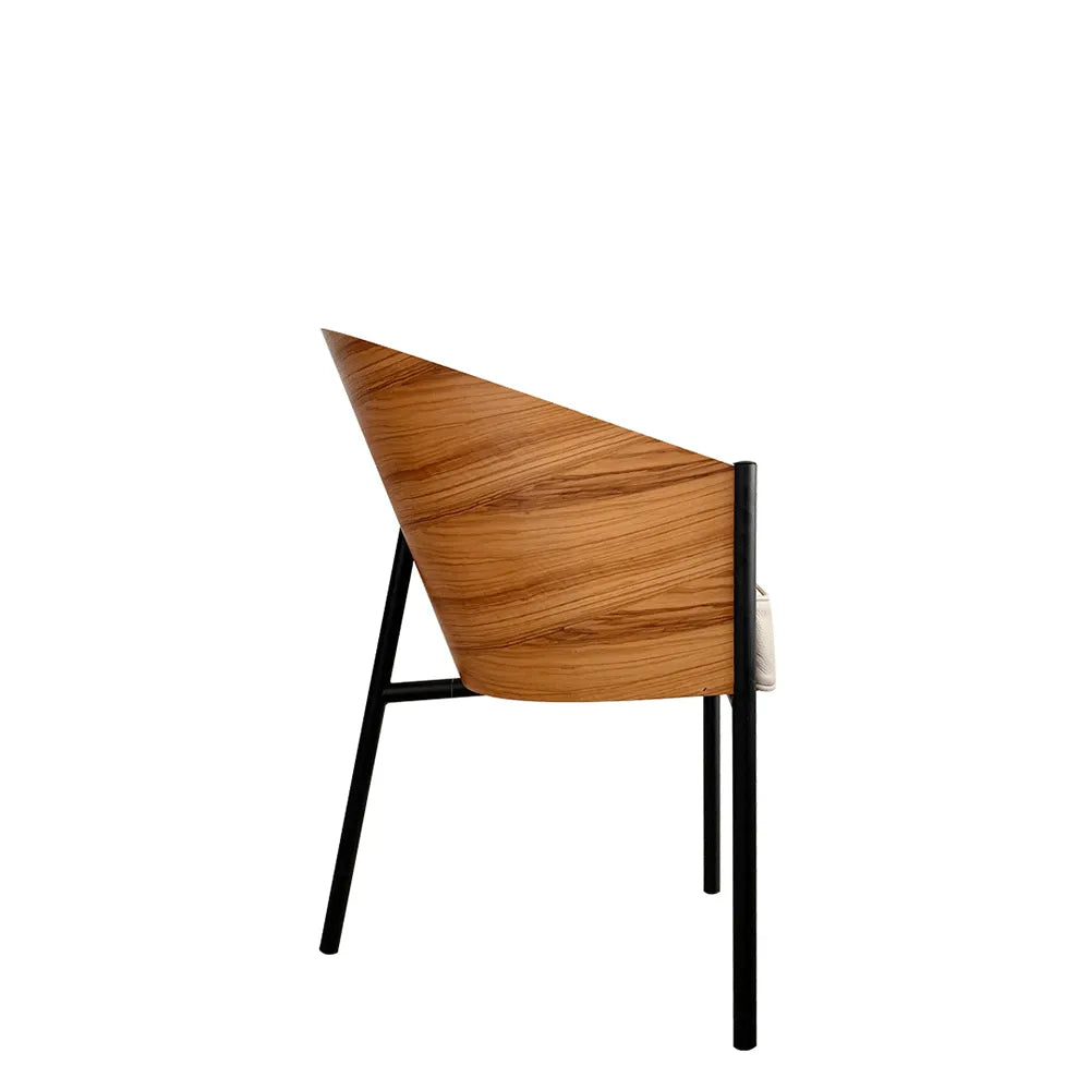 Costs chair olive veneer with beige leather