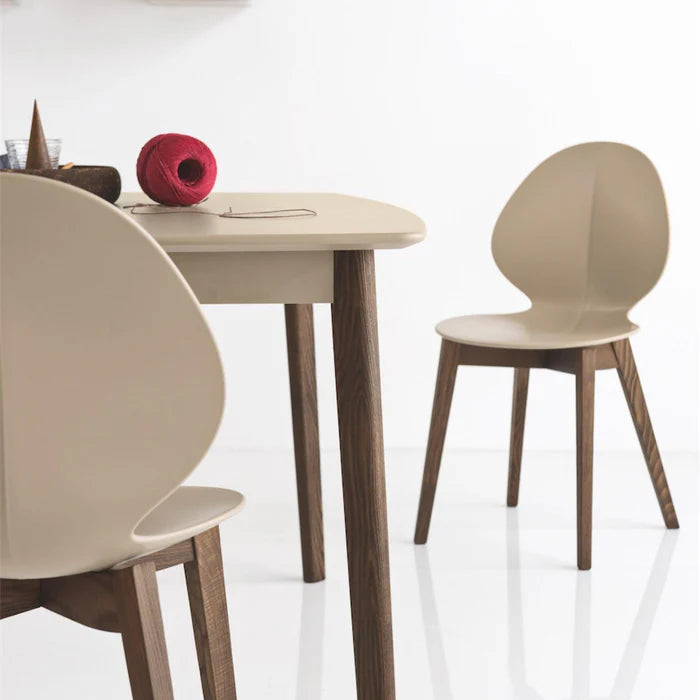 BASIL chair with brown seat and black wooden base