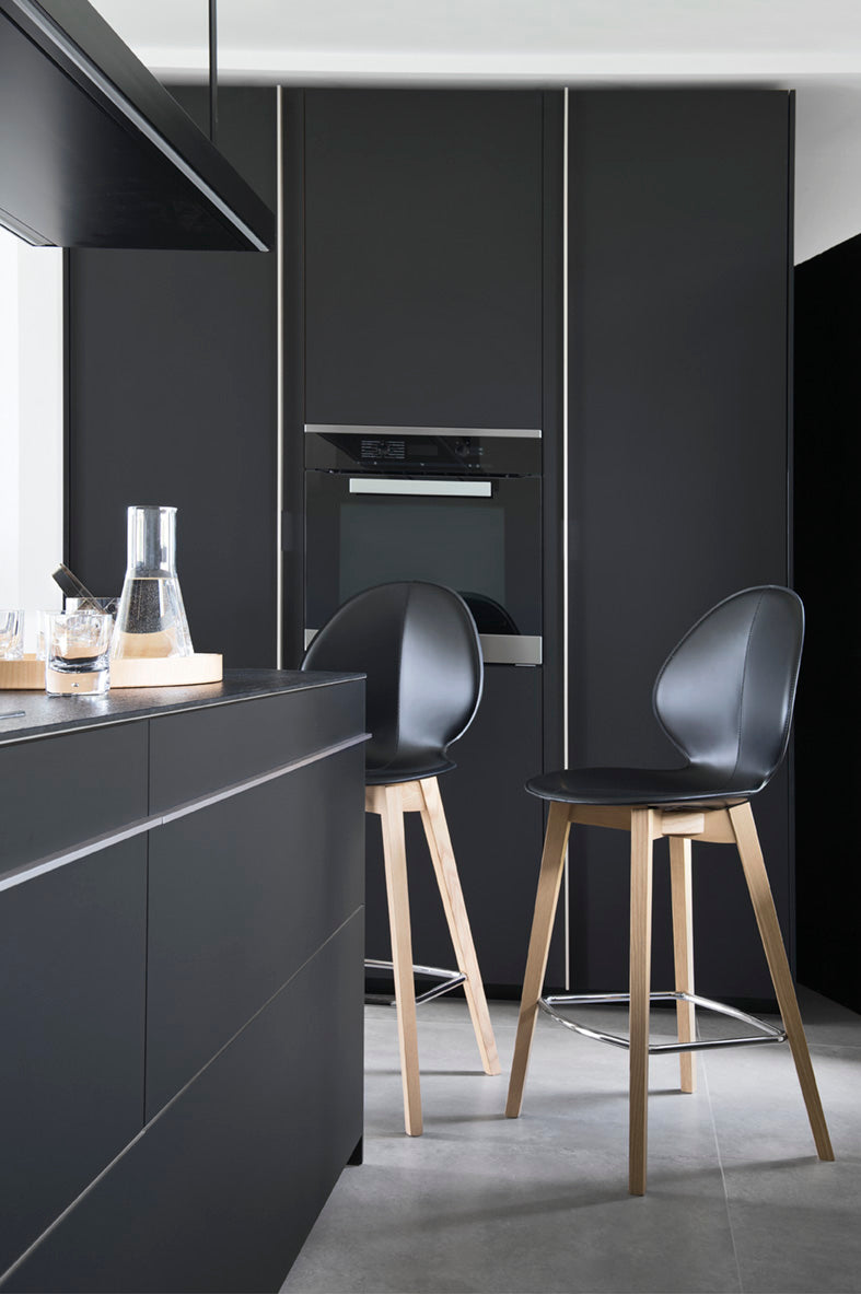 Barhocker BASIL taupe mit Sitzfläche aus gebleichtem Holz