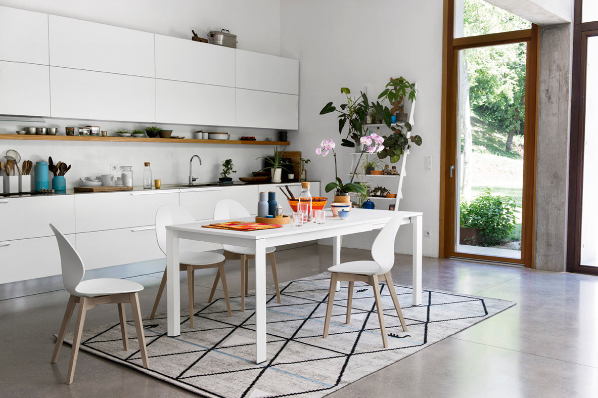 BASIL chair with brown seat and black wooden base