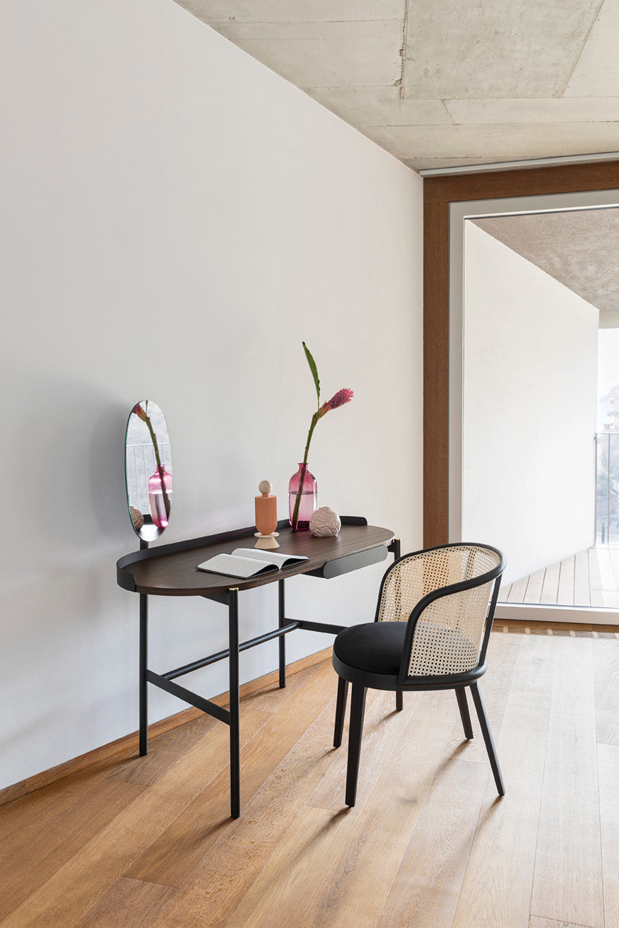 Desk MADAME dark brown top with black base