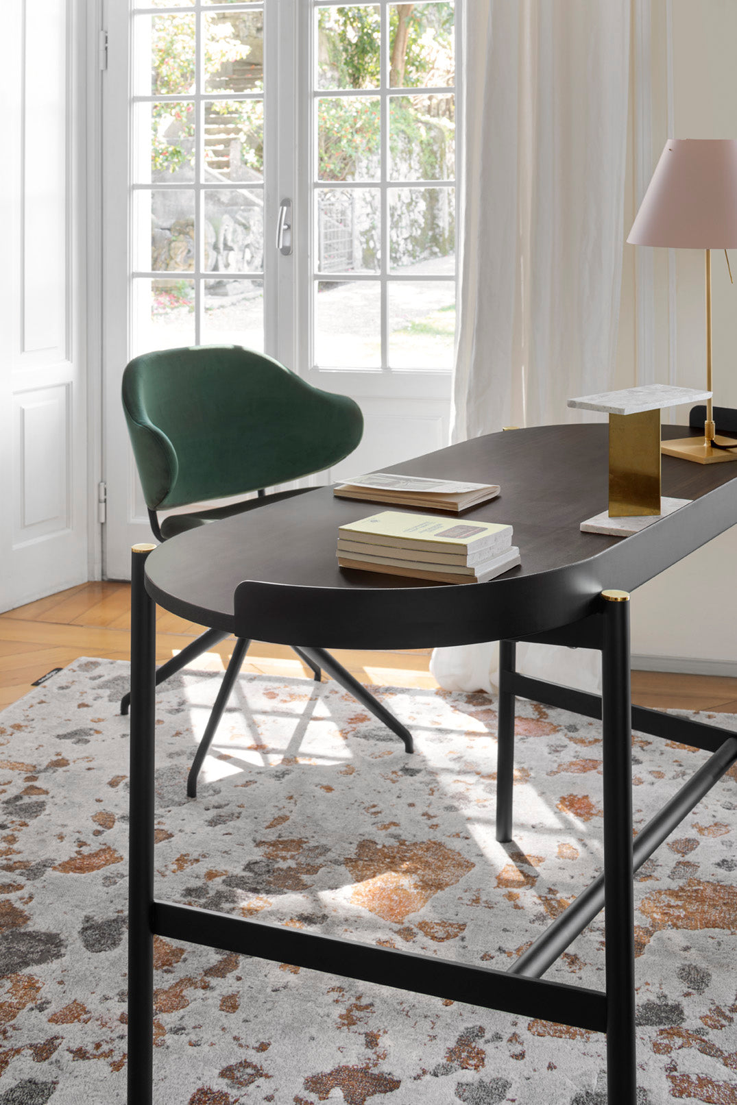 Desk MADAME dark brown top with black base