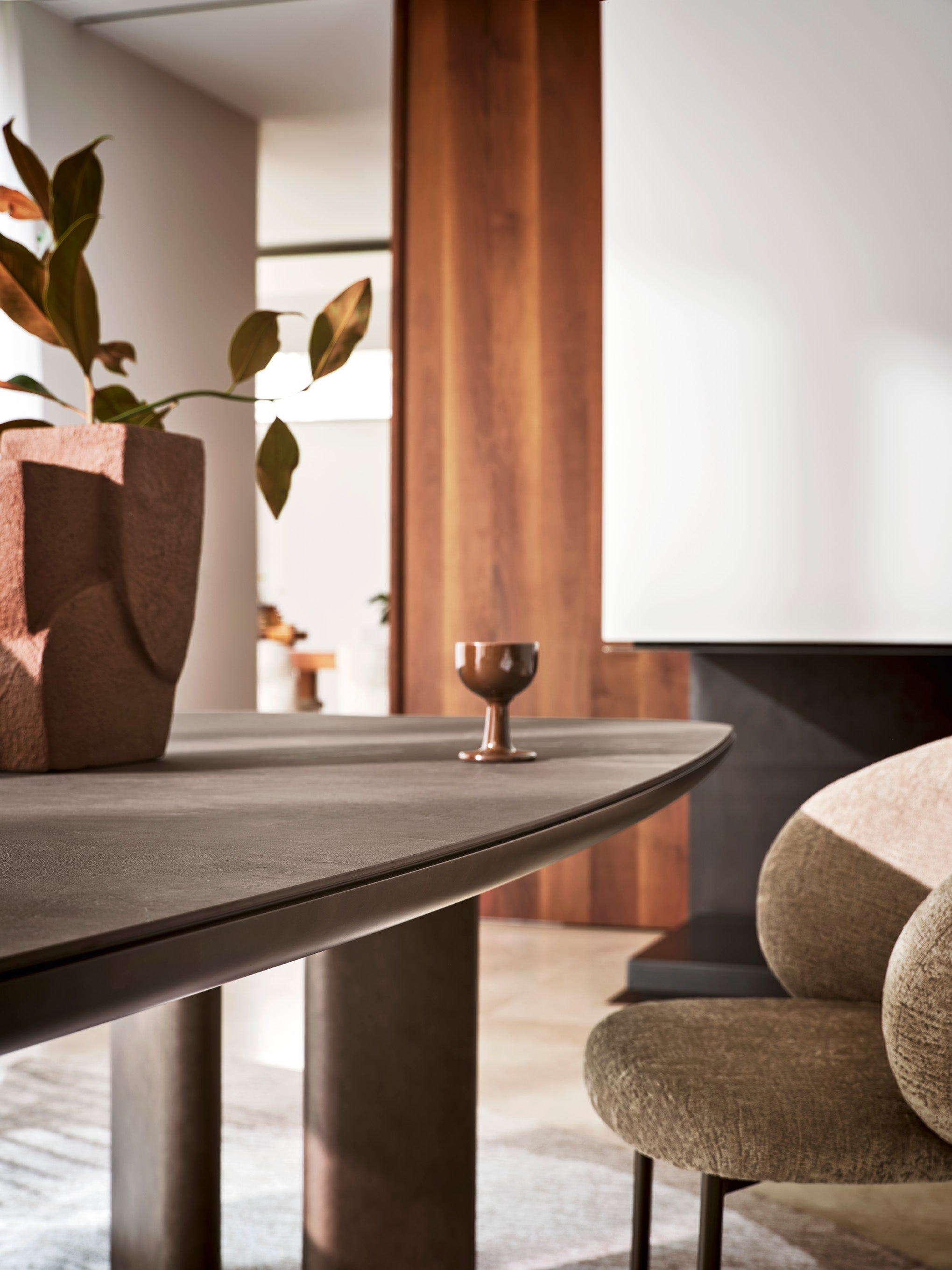 SANDY Table with Brown Top and Brown Brushed Base