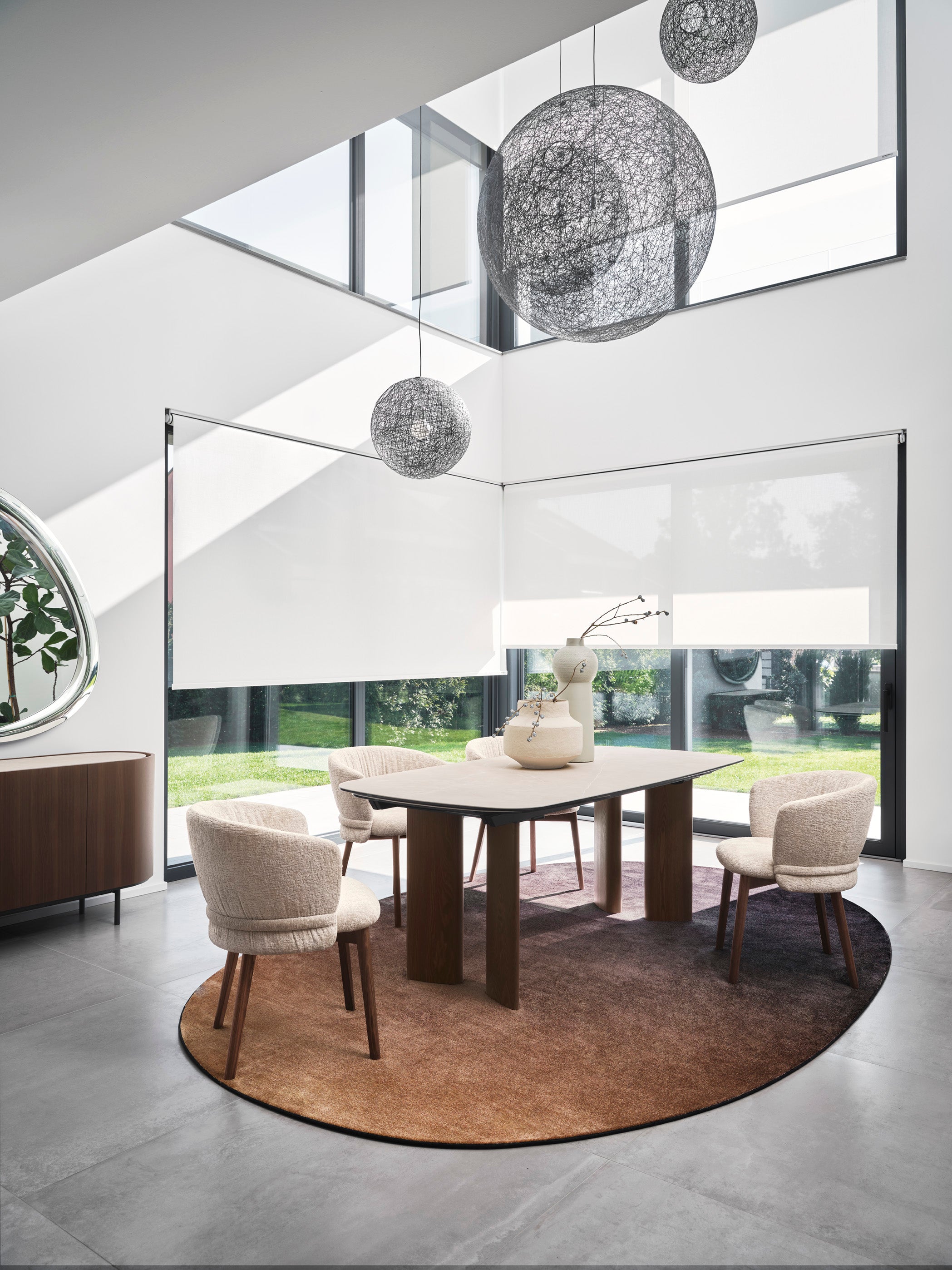 SANDY Extendable Table with Beige Top and Dark Wooden Base