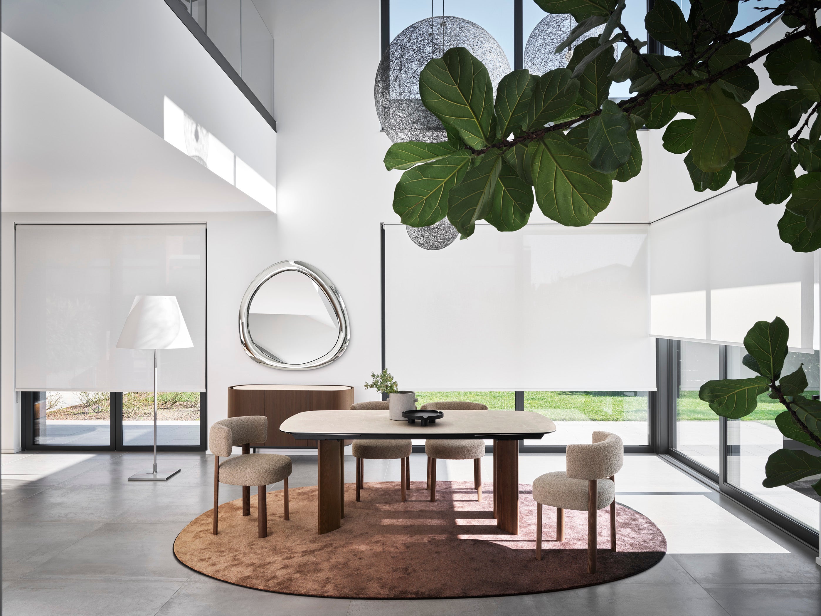 SANDY Extendable Table with Beige Top and Dark Wooden Base