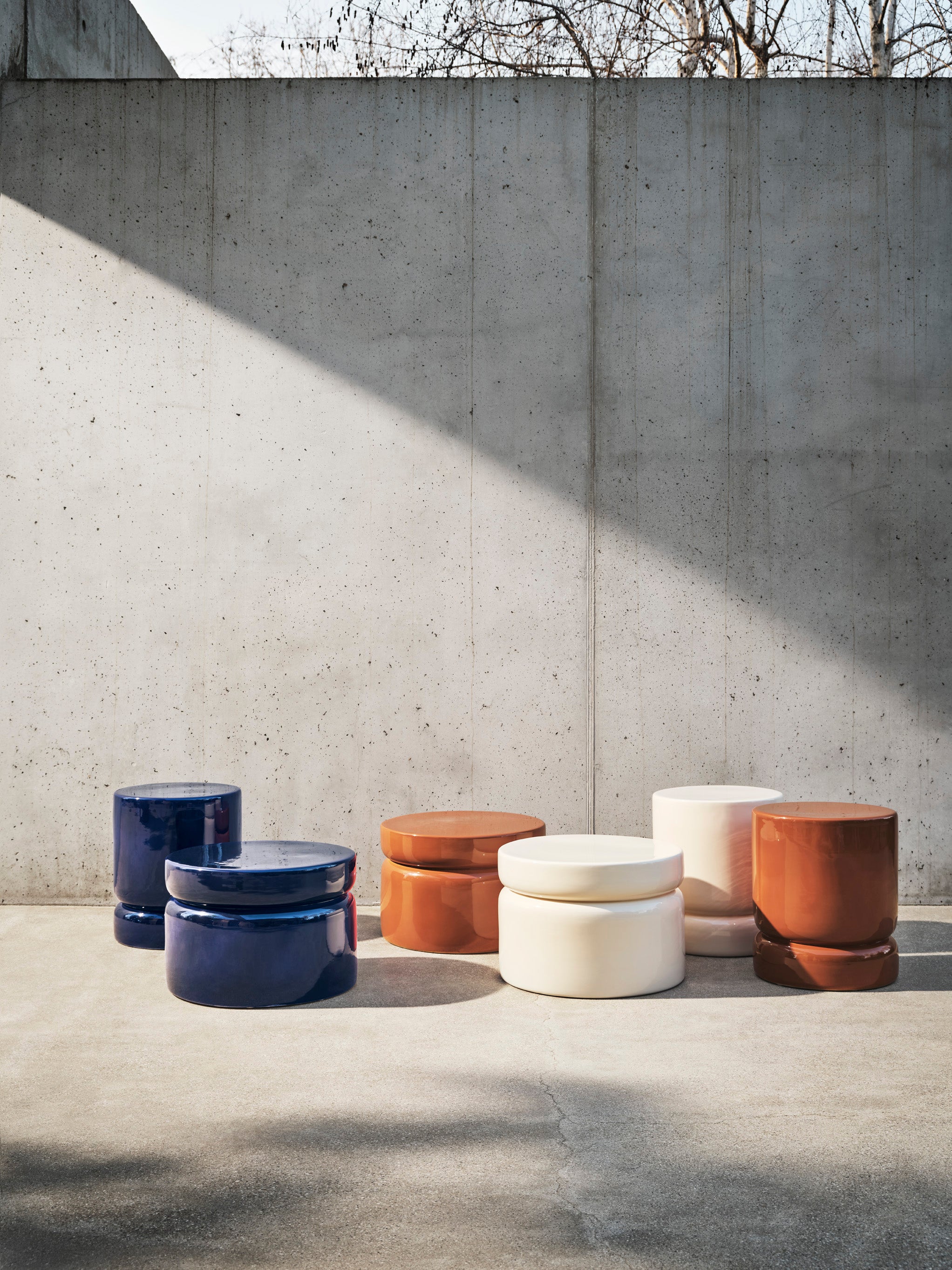 Bamboo Coffee Table in Navy Blue