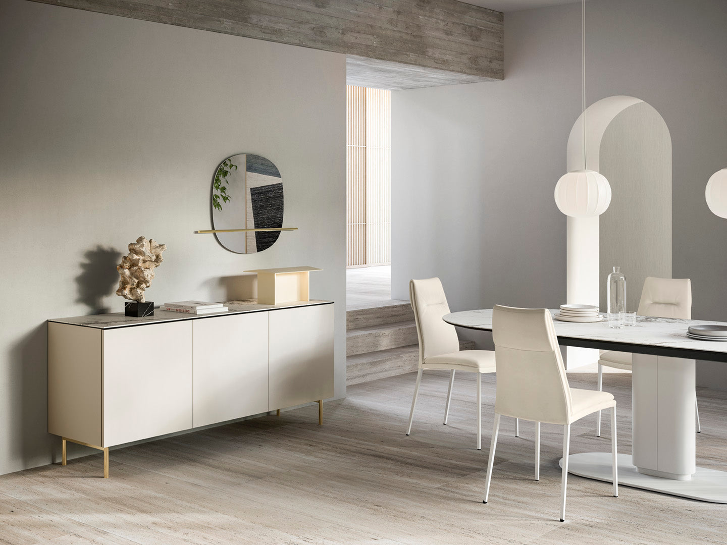 Krzesło CARMEN tapicerowane z czarną podstawą do jadalni – Calligaris