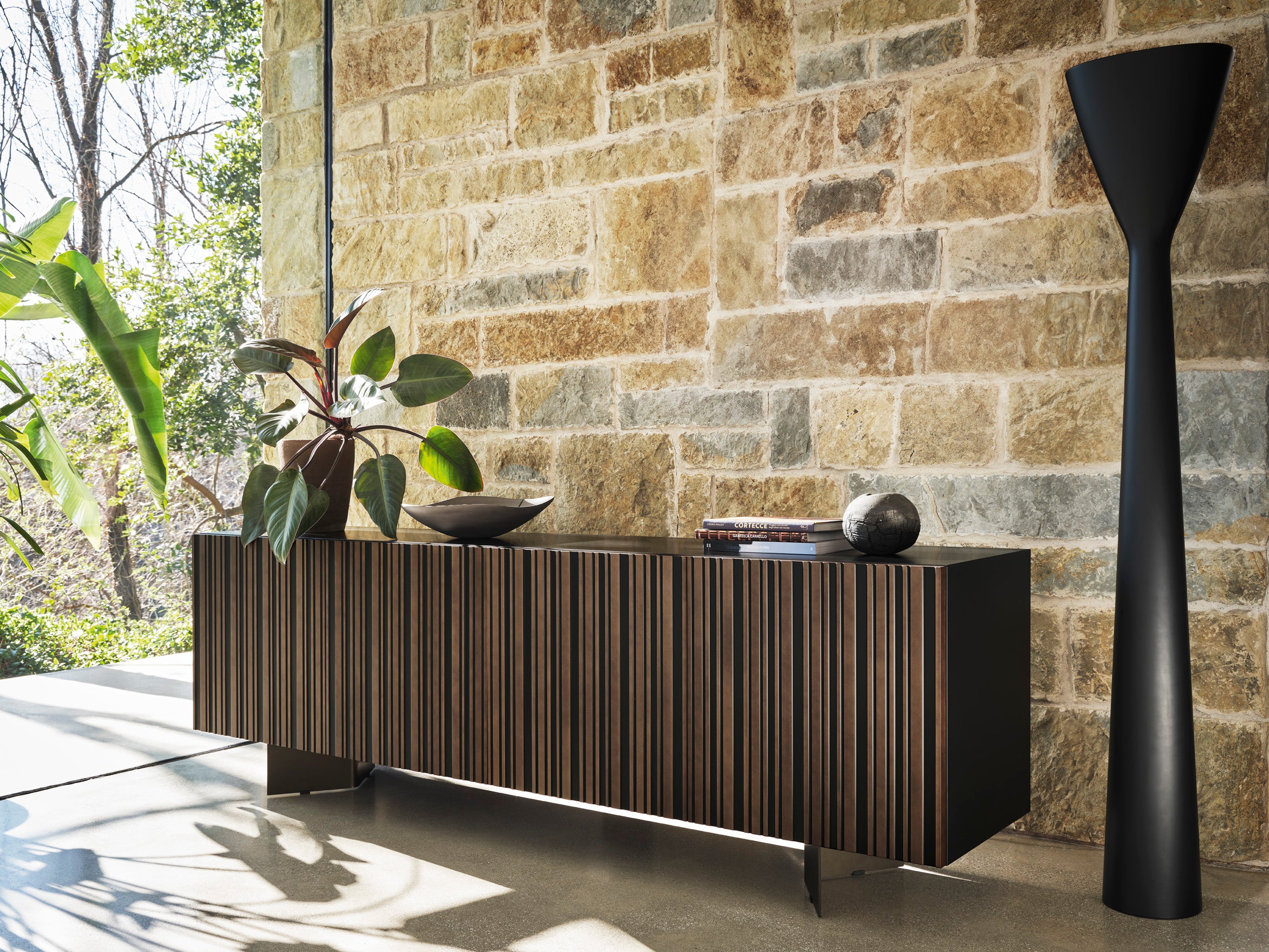 STRIPES chest of drawers black with brown