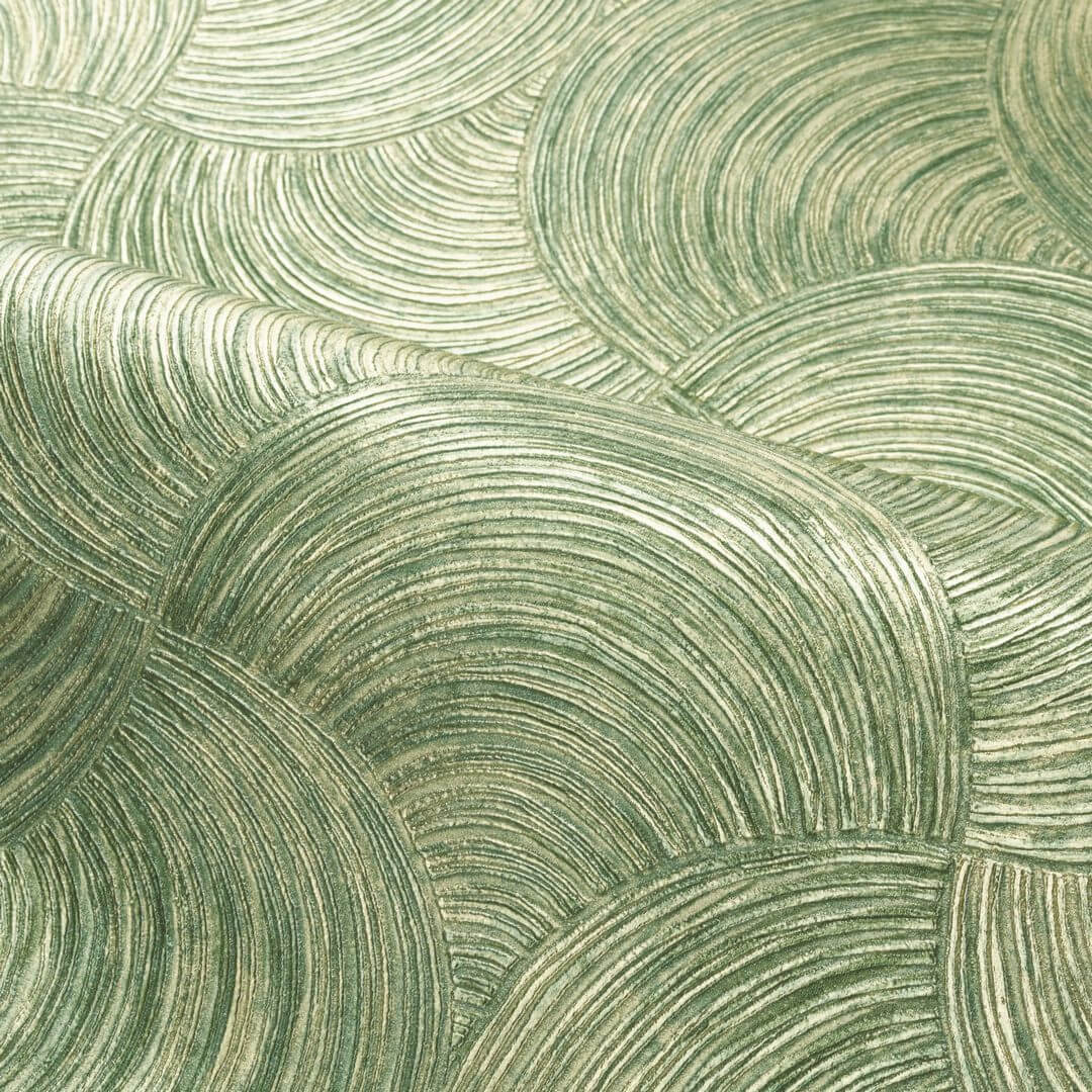 Metallic Structural Wallpaper with Abstract Pattern APHELIE - VERT Green