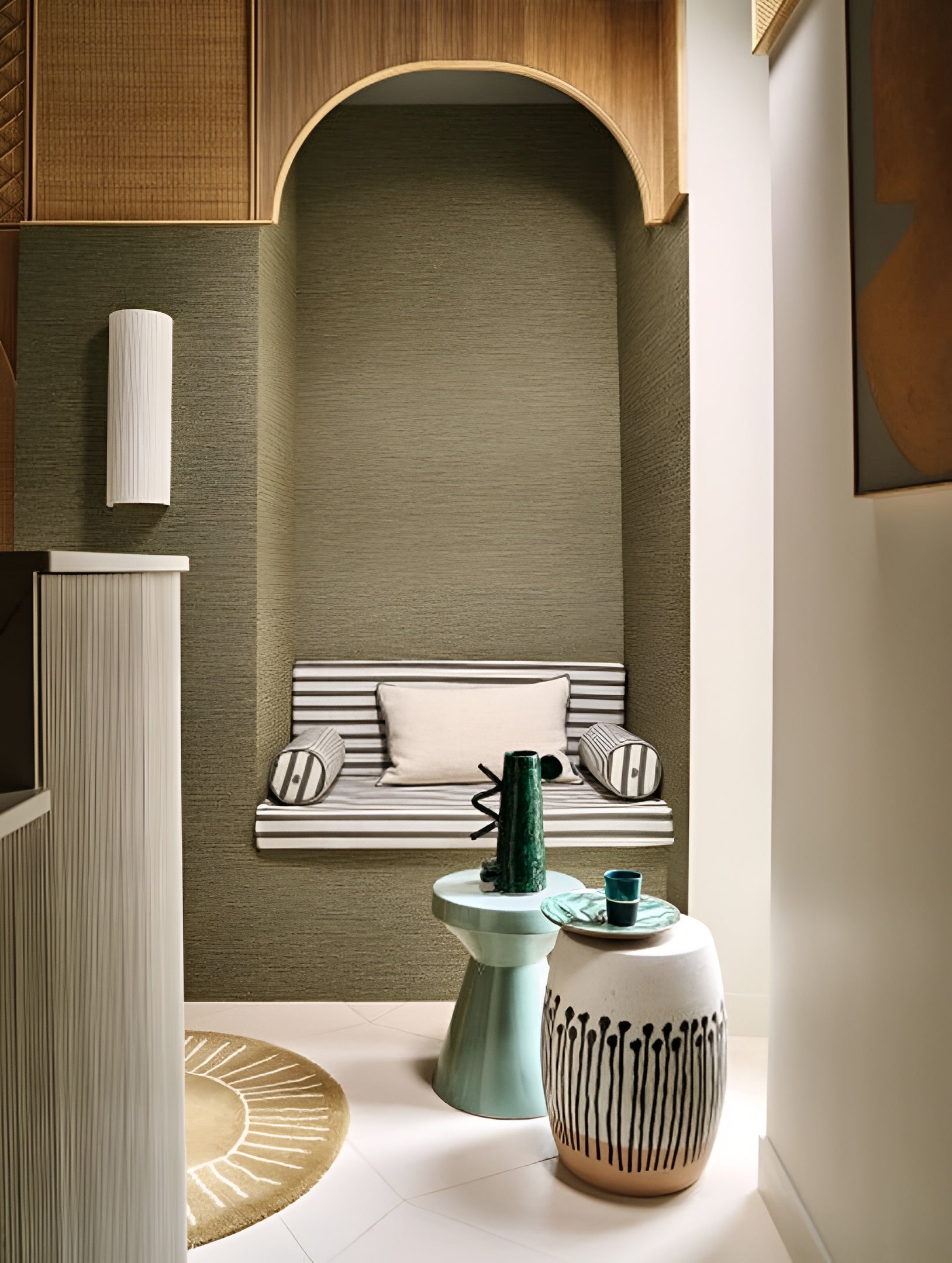 Structural wallpaper imitating canvas OCCITAN - LIGHT KHAKI