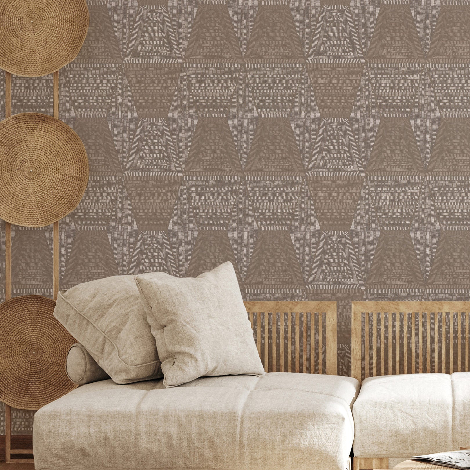 DAIA Abstract Pattern Wallpaper - Light Taupe