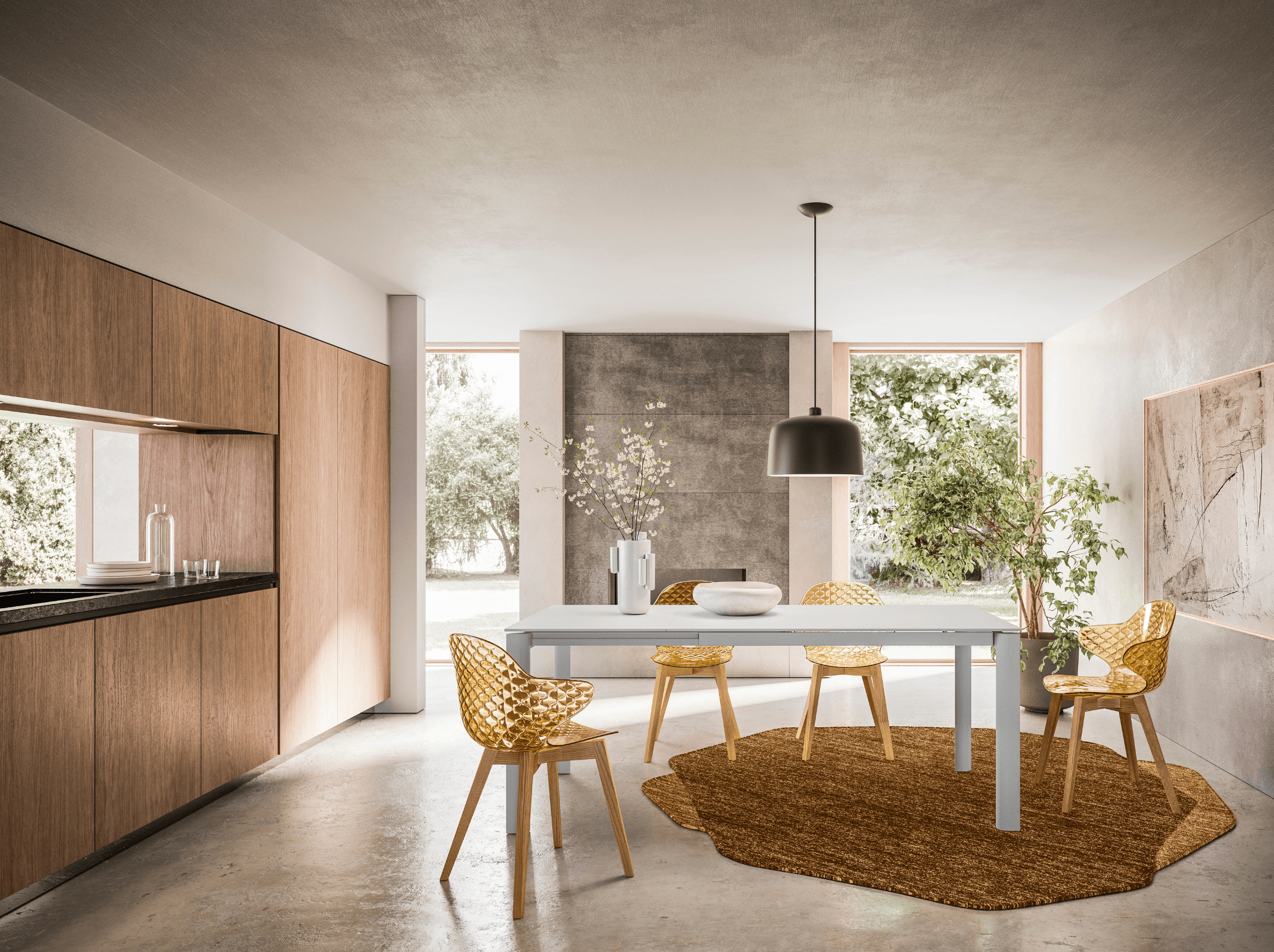 Dywan okrągły ROCHE ochra do salonu – Calligaris