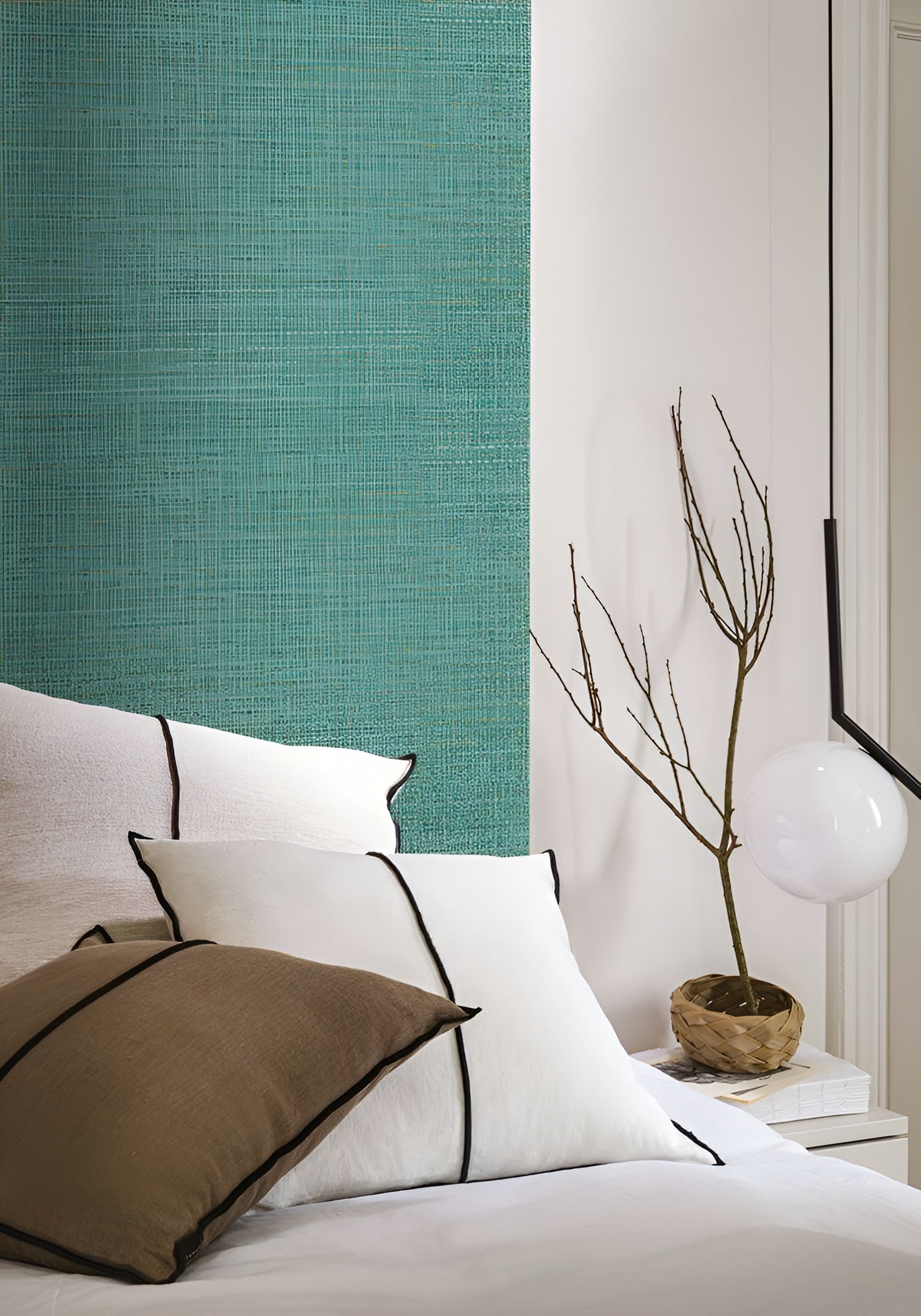 Structural wallpaper imitating canvas CARIOCA - CARAÏBE turquoise