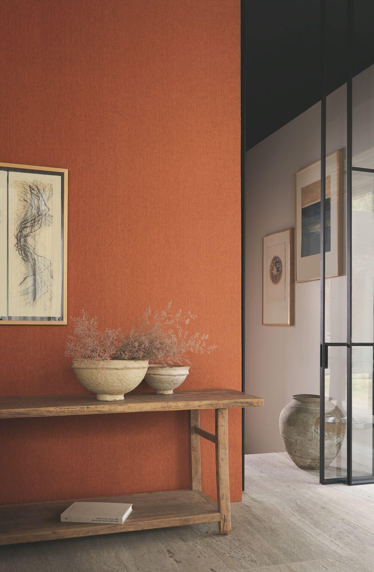 Textile wallpaper made of linen, structural ATMOSPHERE - DARK BEIGE