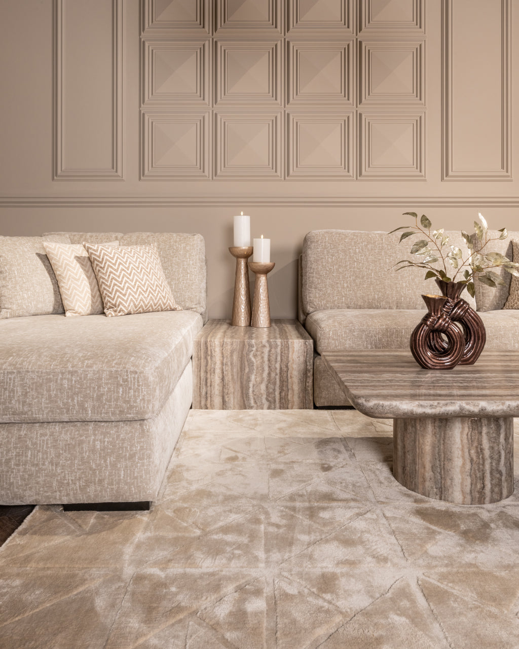 DULCE Coffee Table in Gray-Beige Marble