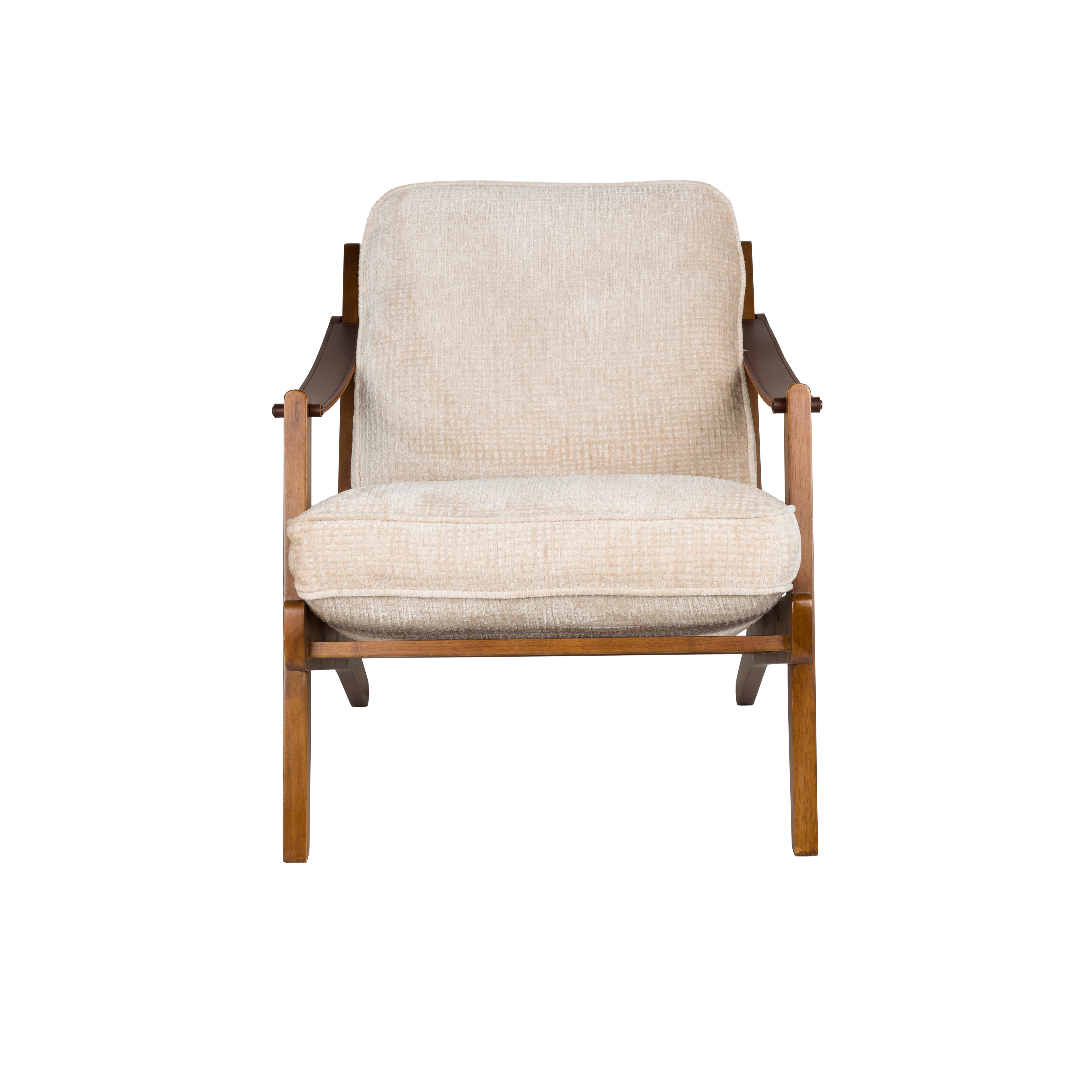 Beige fauteuil WASHINGTON met houten basis