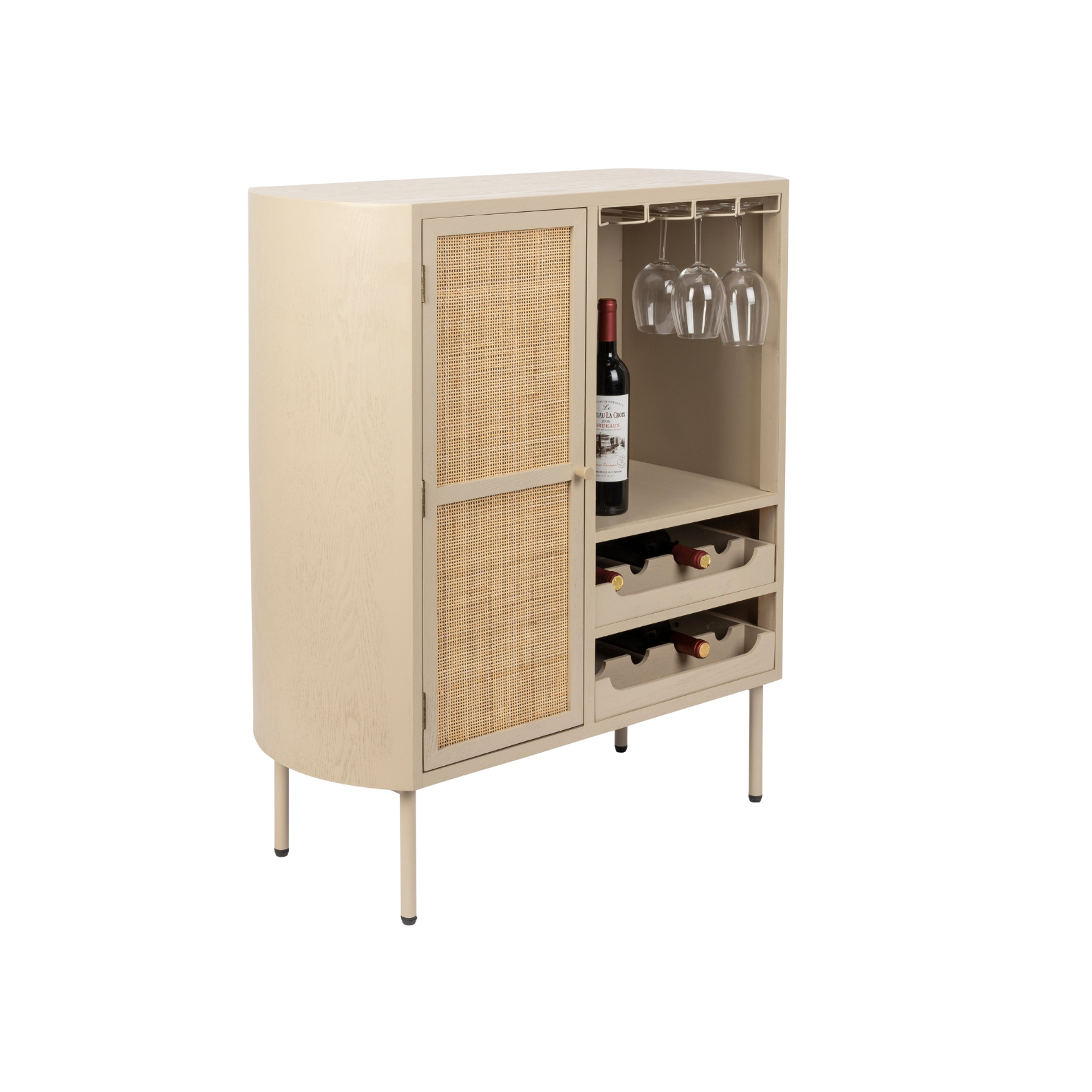 Wijnkast AMAYA beige riet