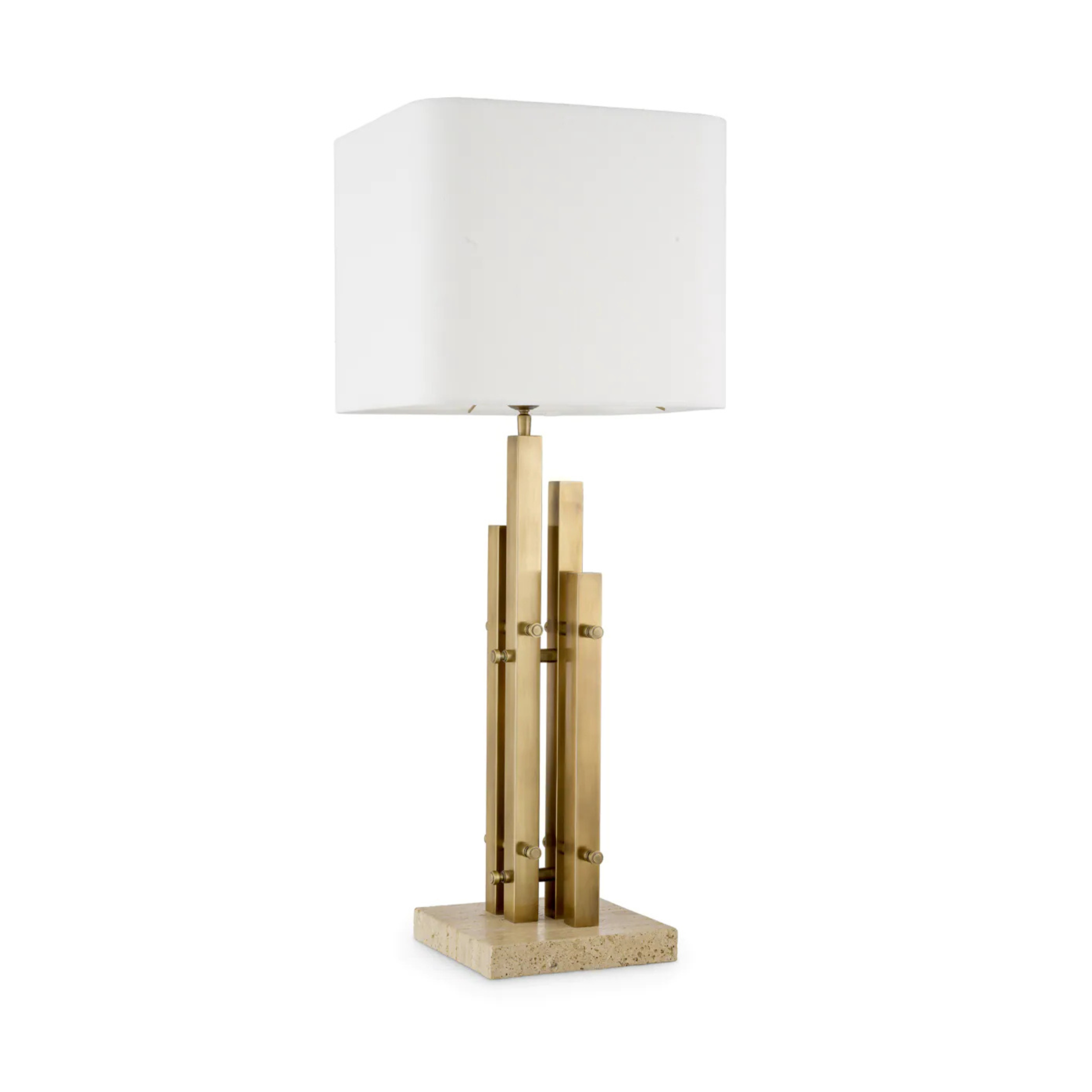 DESTINO table lamp steel with travertine base