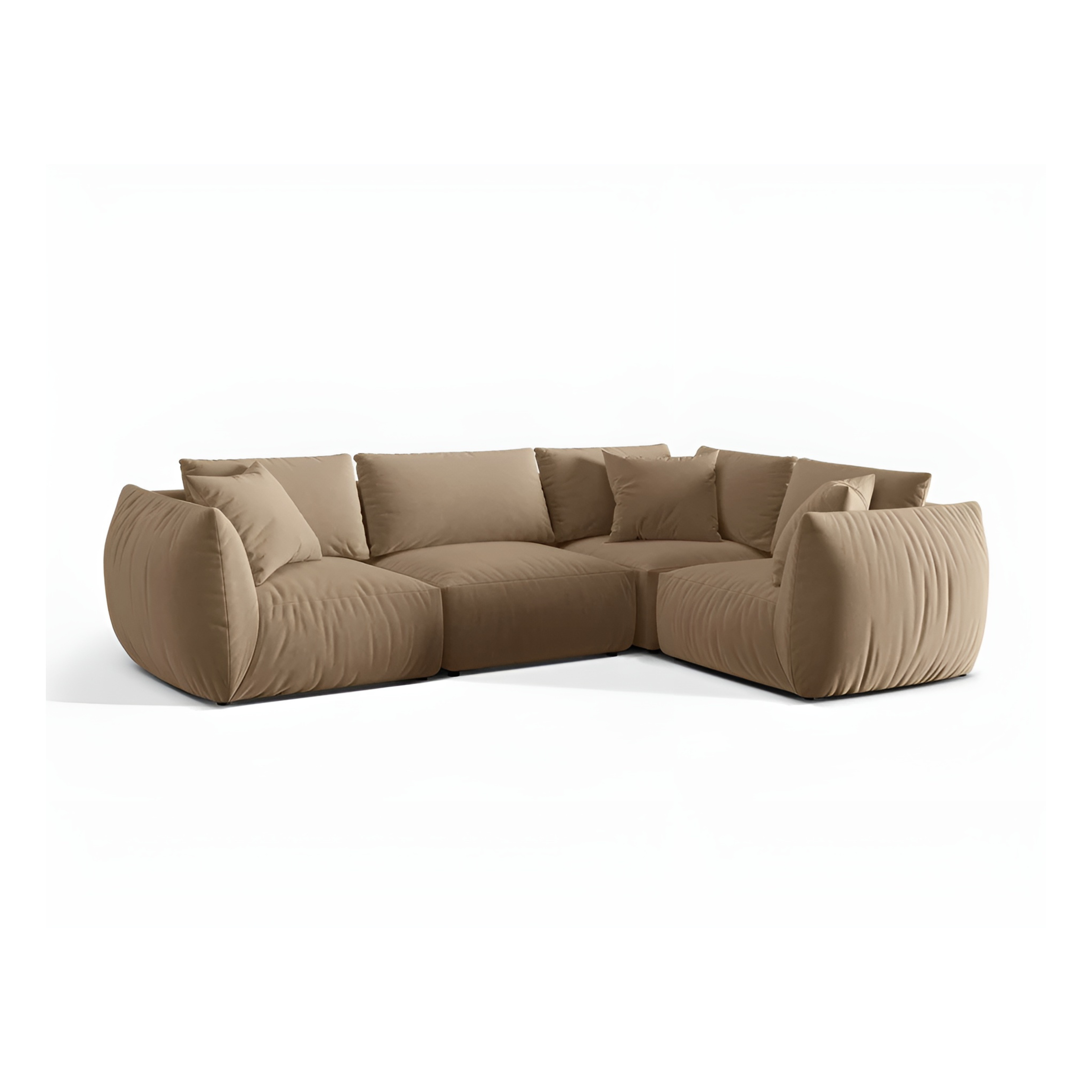 Samt-Ecksofa für 4 Personen rechts CHRIS sandfarben