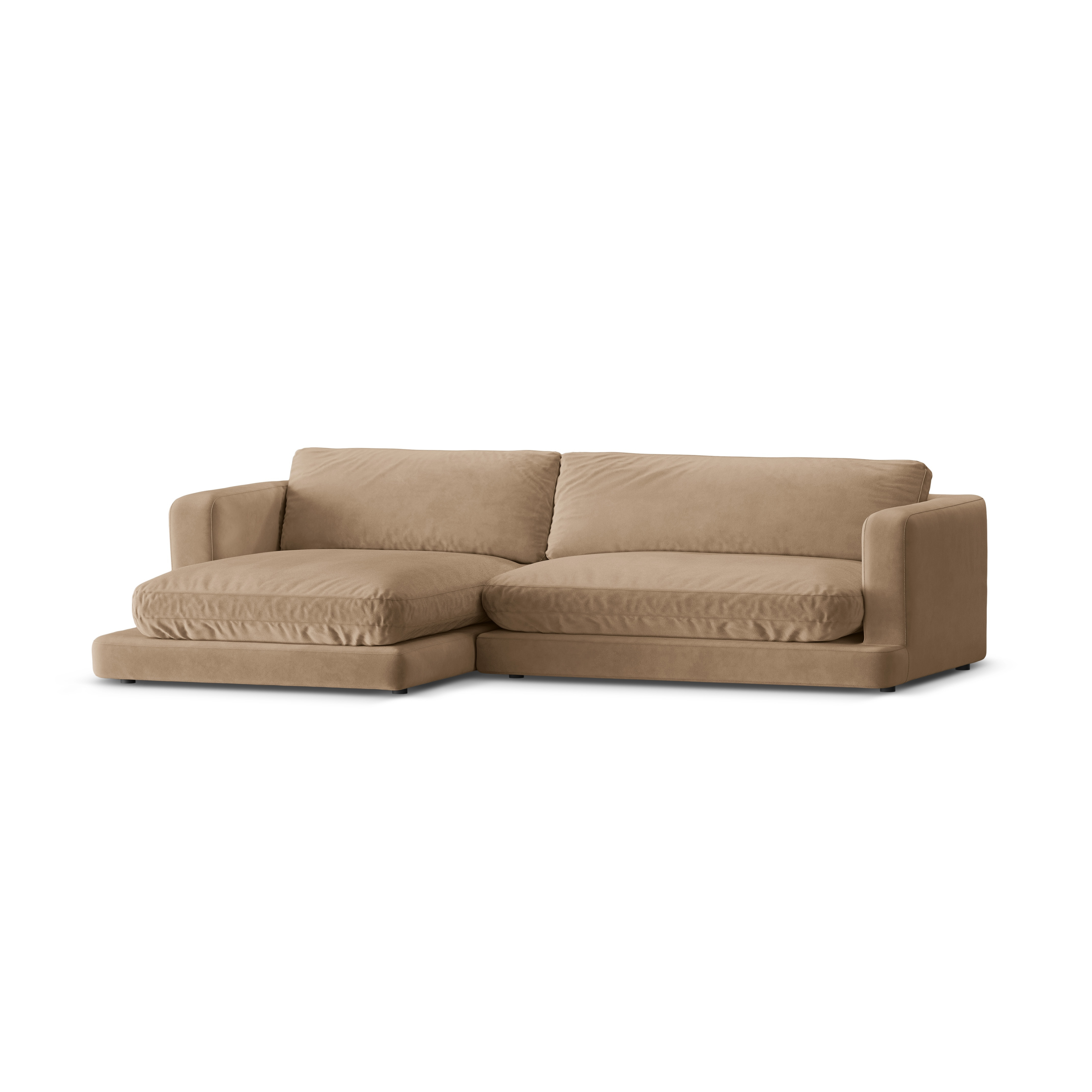 Left-facing velvet corner sofa DAPHNE beige