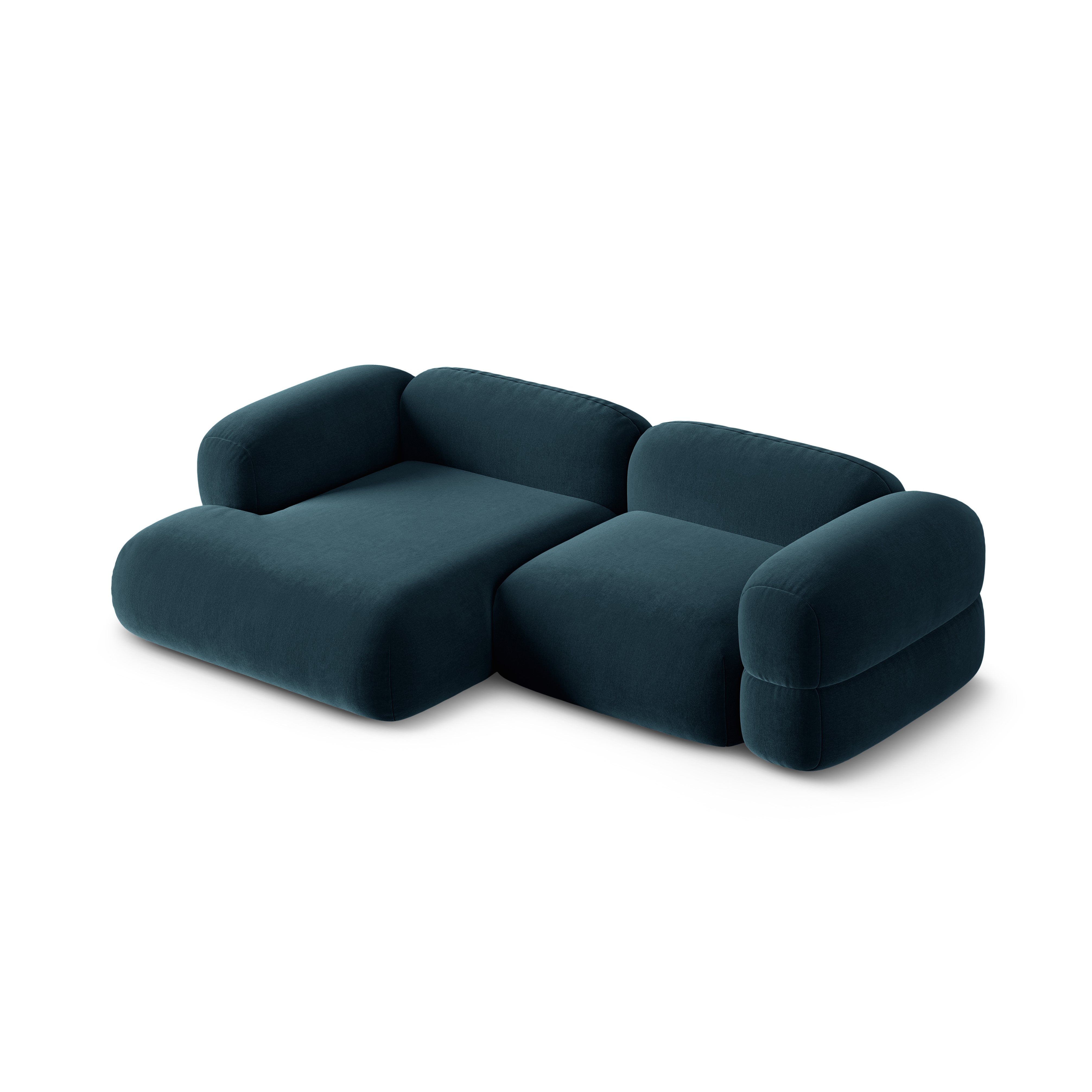 Left-facing velvet corner sofa ROGER petrol blue